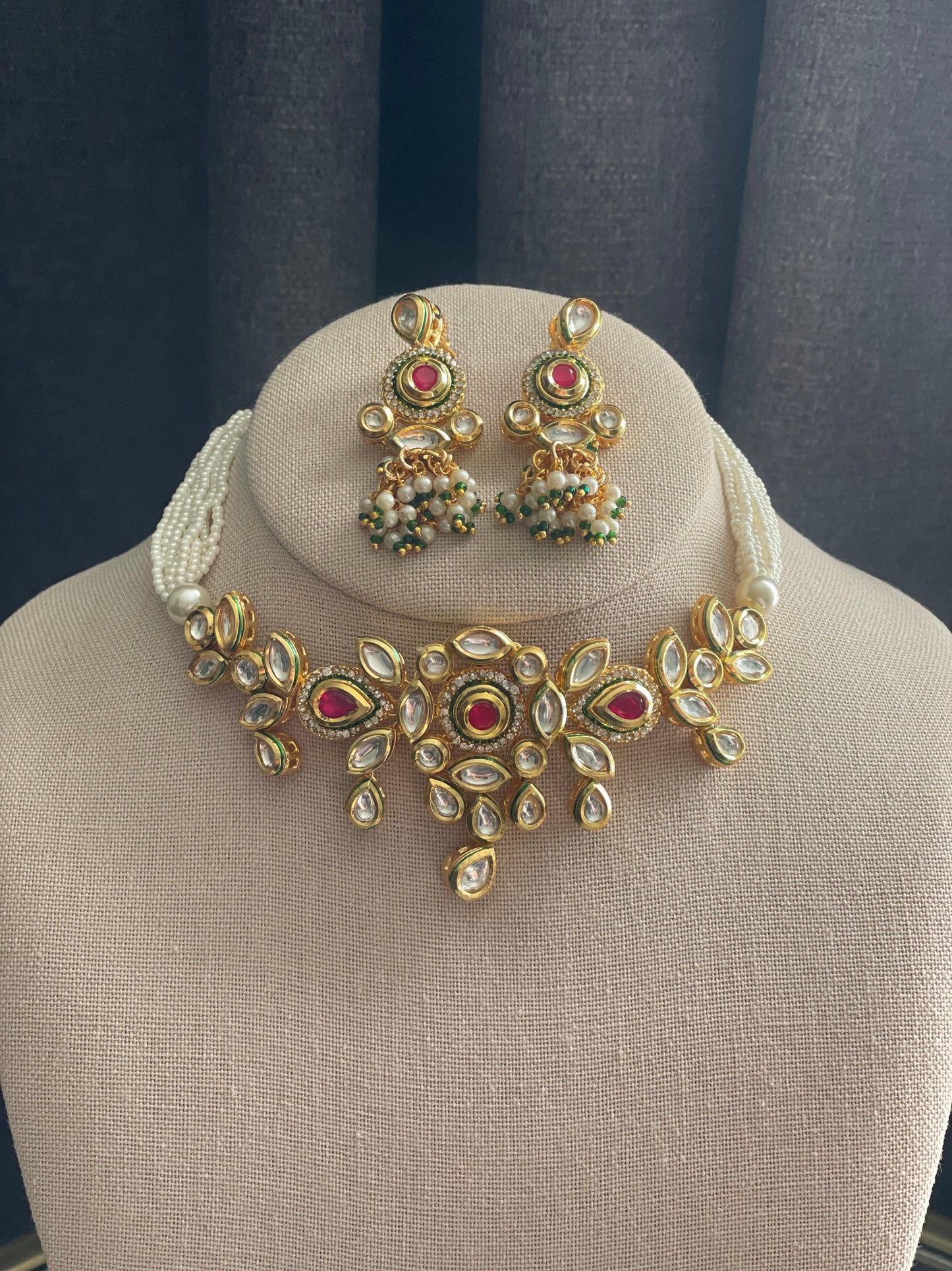 CHHAYA - Kundan reverse Meenakari Gold Choker set