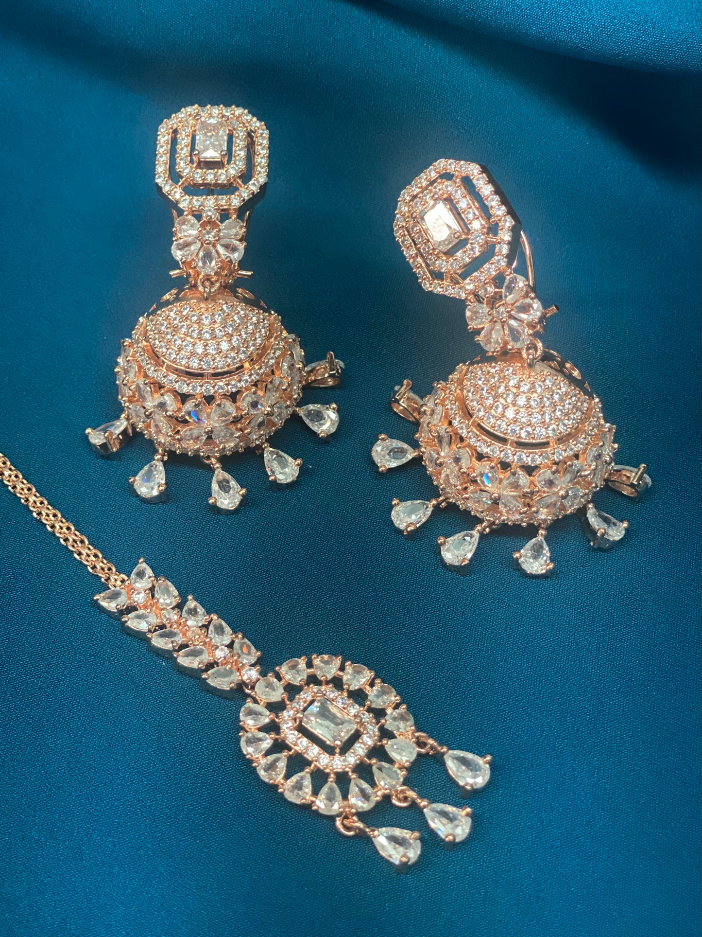 SARIKA American Diamond Earrings and Tikka set
