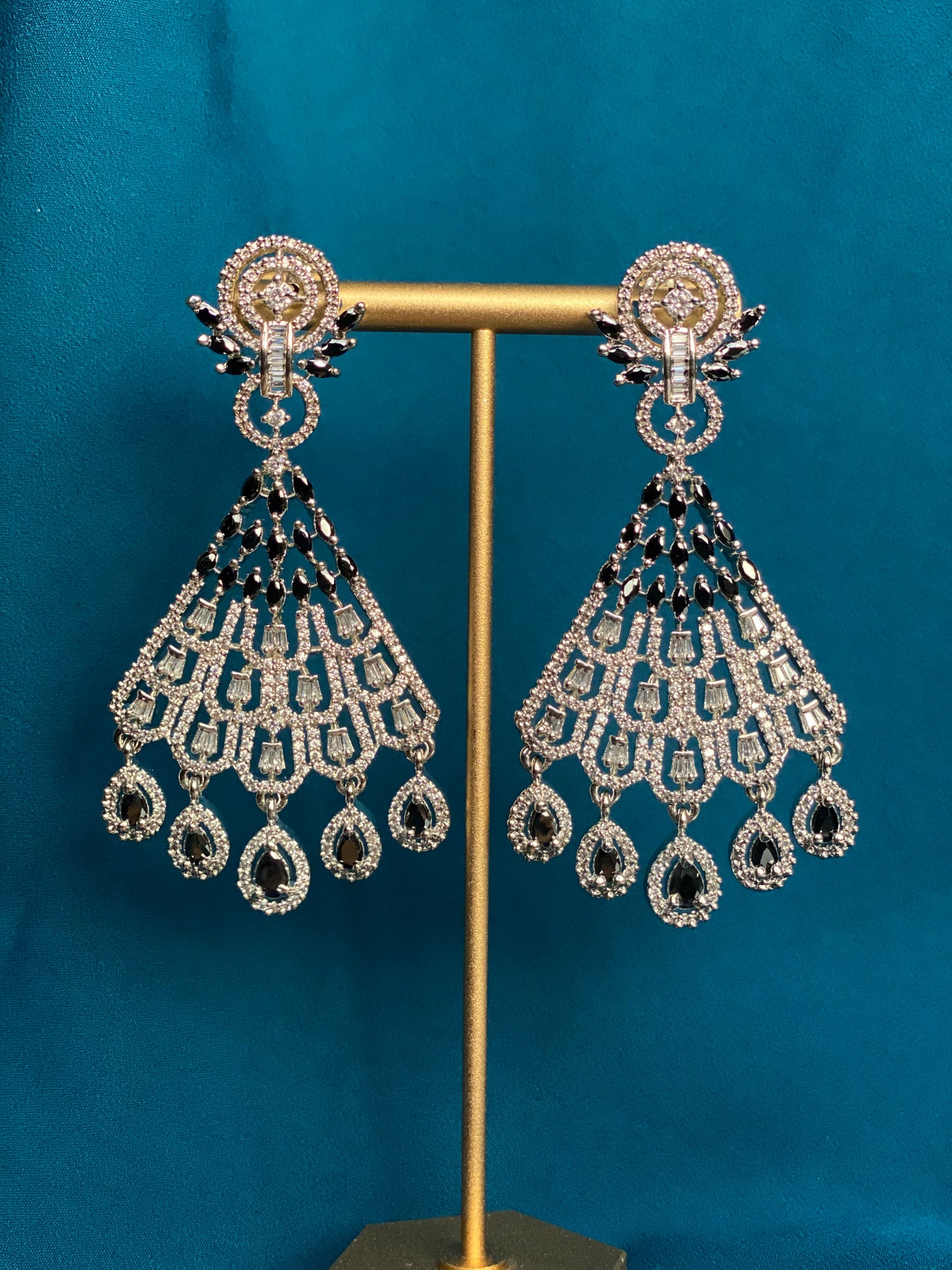 YASMIN American Diamond Earrings - Black