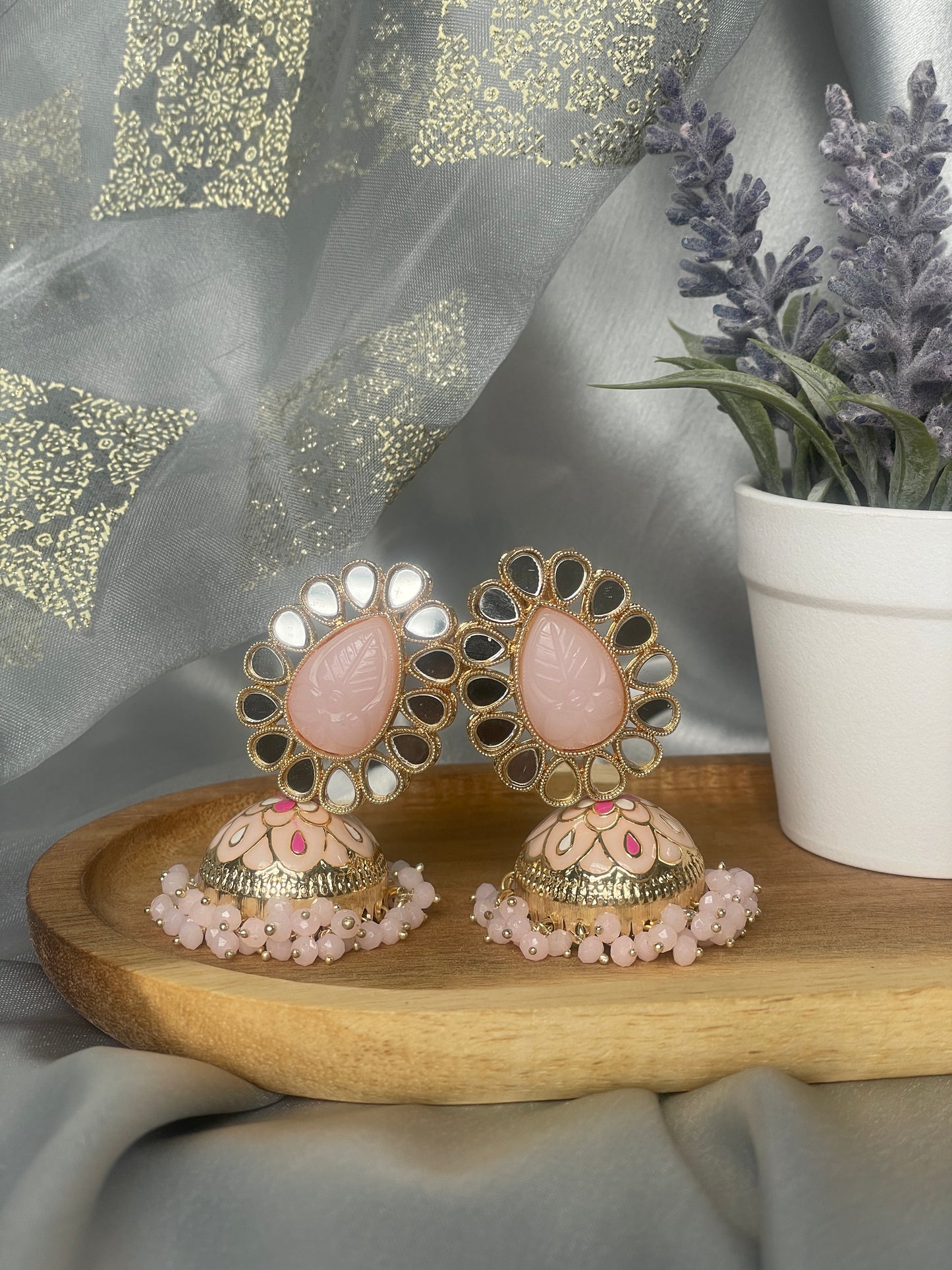 GUNJAN Meenakari Jhumka - Blush