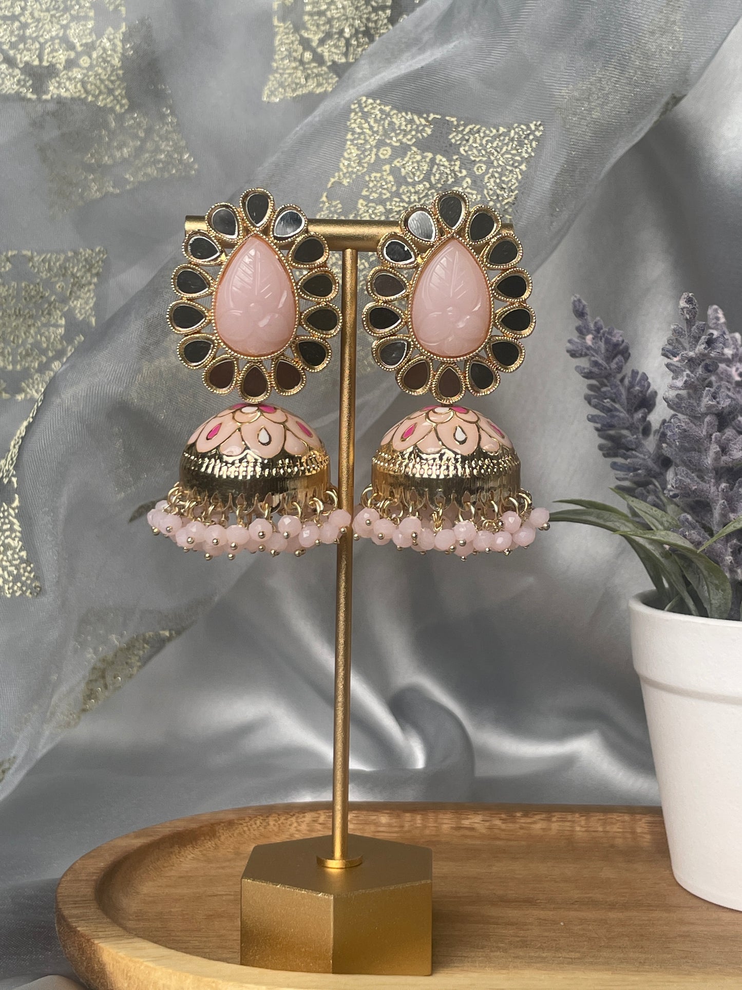 GUNJAN Meenakari Jhumka - Blush