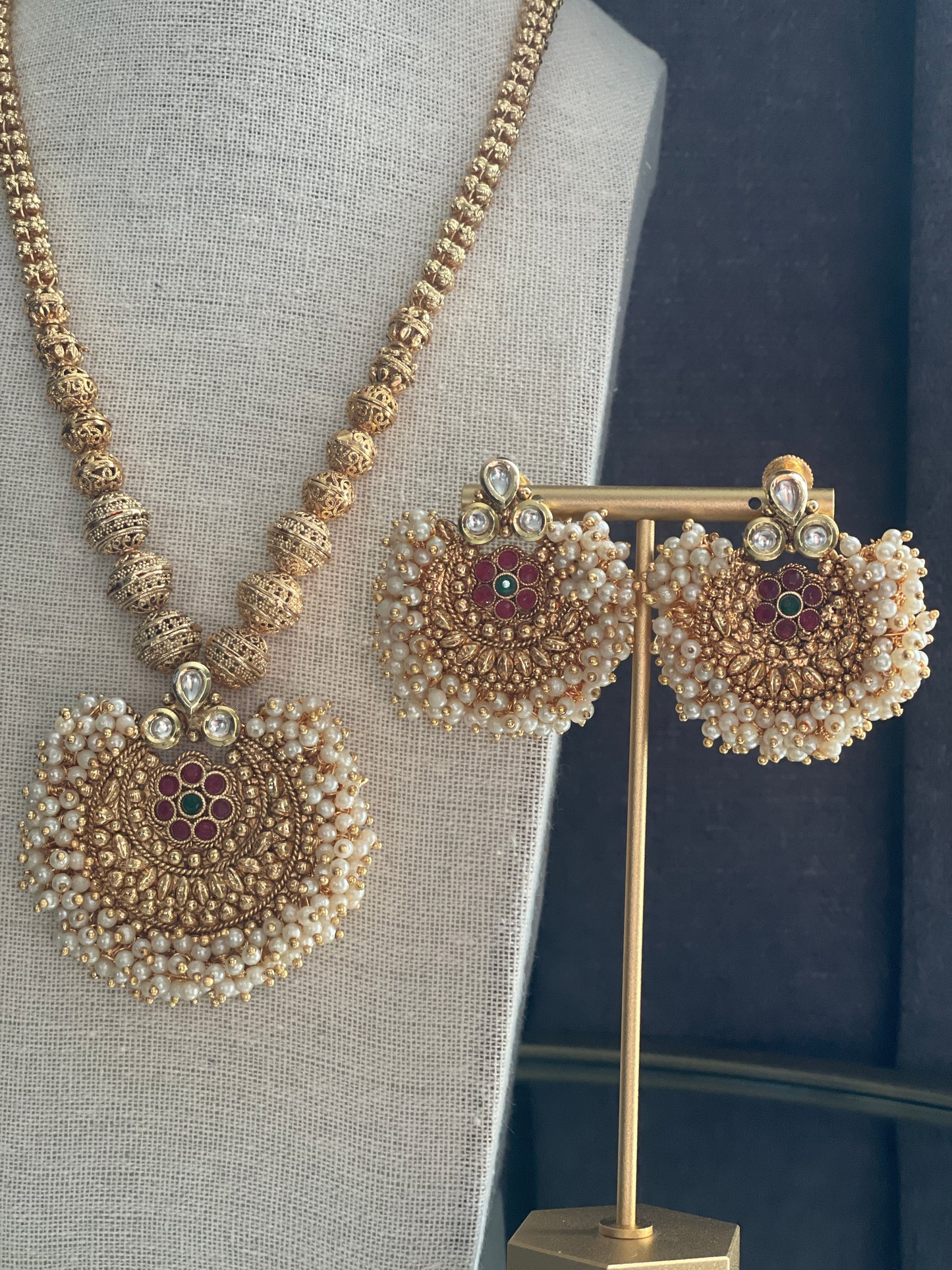 KANCHI Temple Style Long Mala Necklace Set