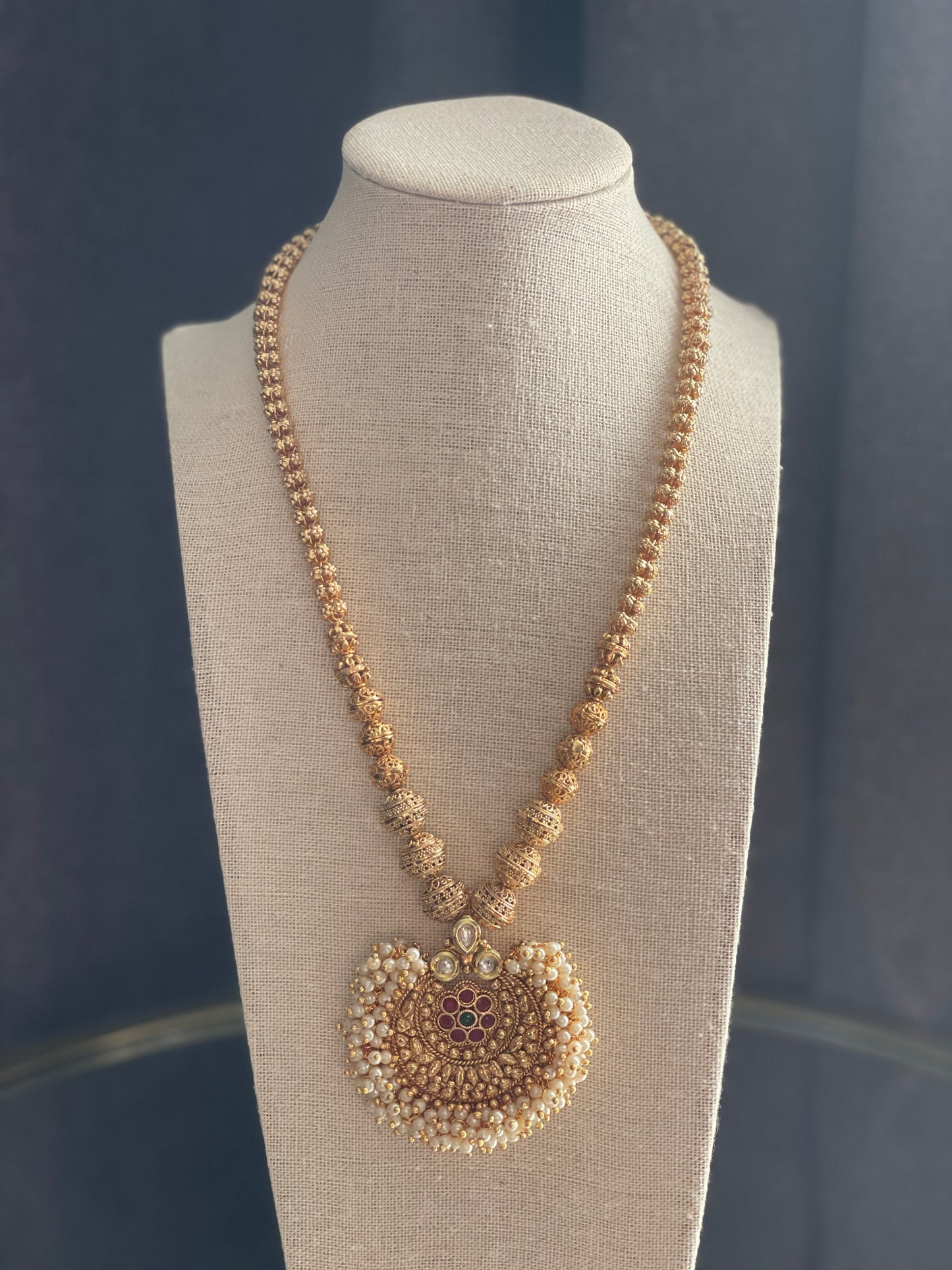 KANCHI Temple Style Long Mala Necklace Set