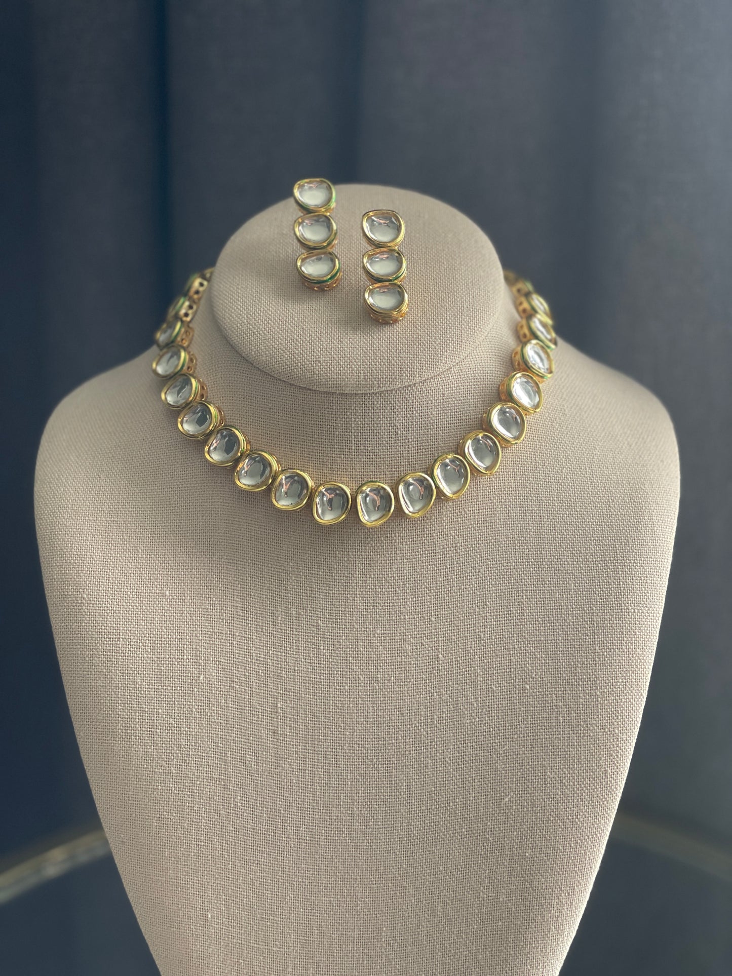 KULSOOM Kundan reverse Meenakari Gold Necklace Set Small Length