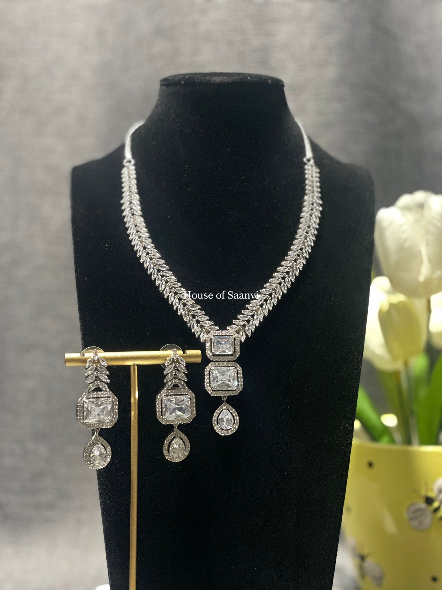 JASMIT American Diamond Necklace Set - Choose Color