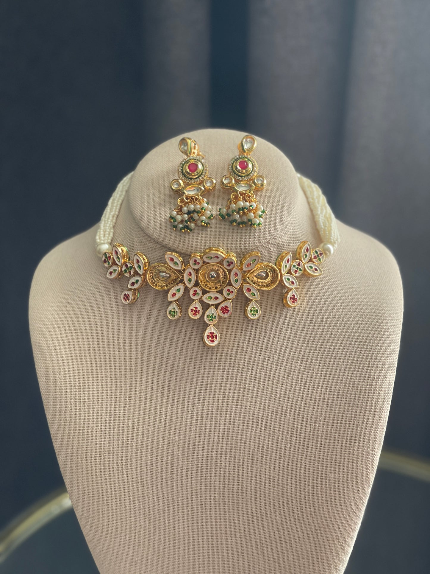 CHHAYA - Kundan reverse Meenakari Gold Choker set