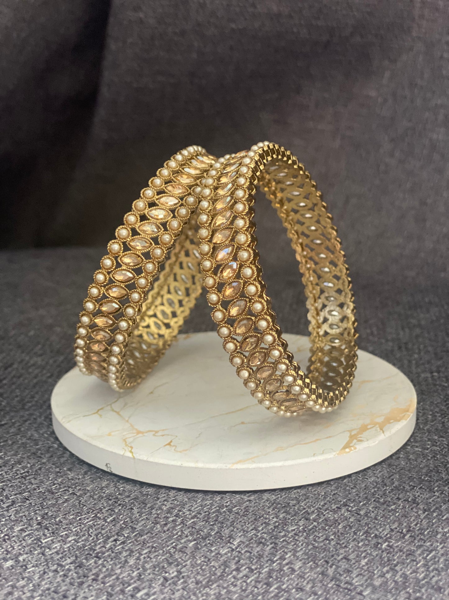 HEERAT - Antique Gold polish Polki Bangles