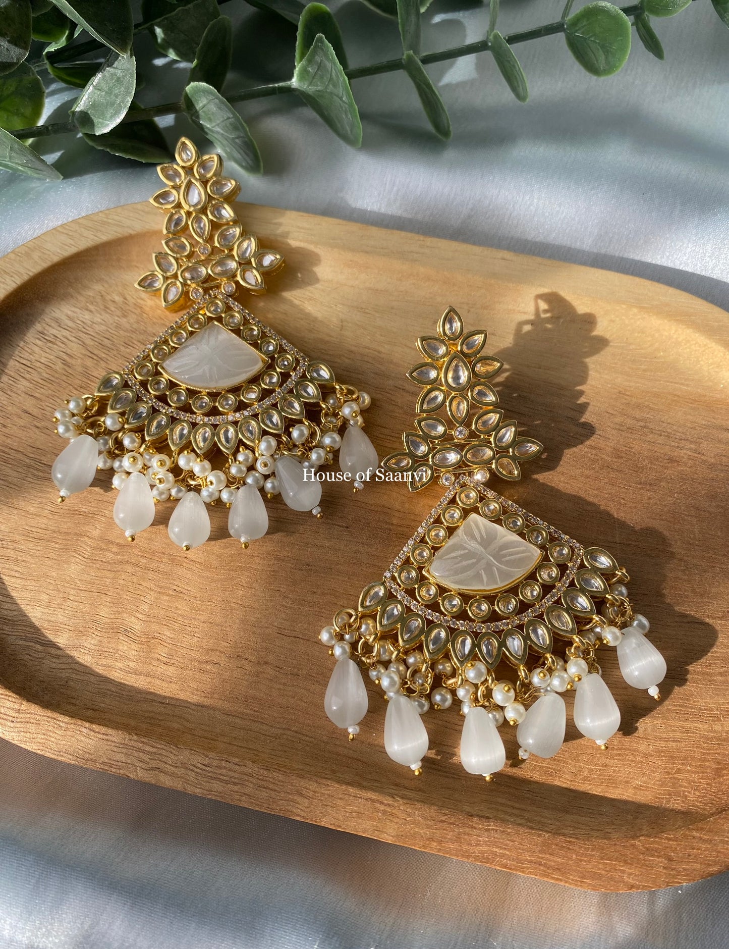 SAMARA Tyani Inspired Kundan Chandbali Statement Earrings - Choose Color