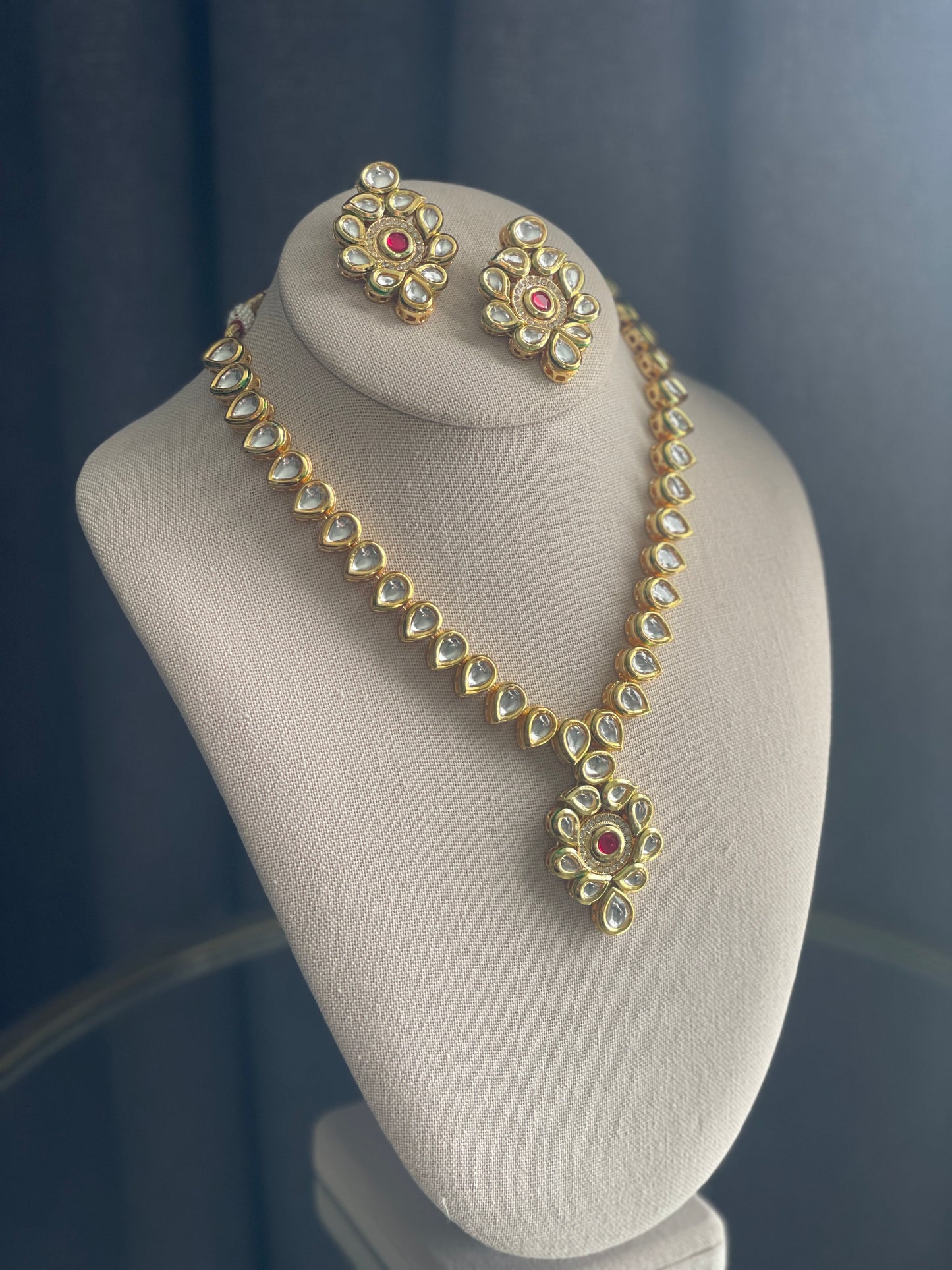 KUSUM Kundan reverse Meenakari Gold Necklace Set - Pink