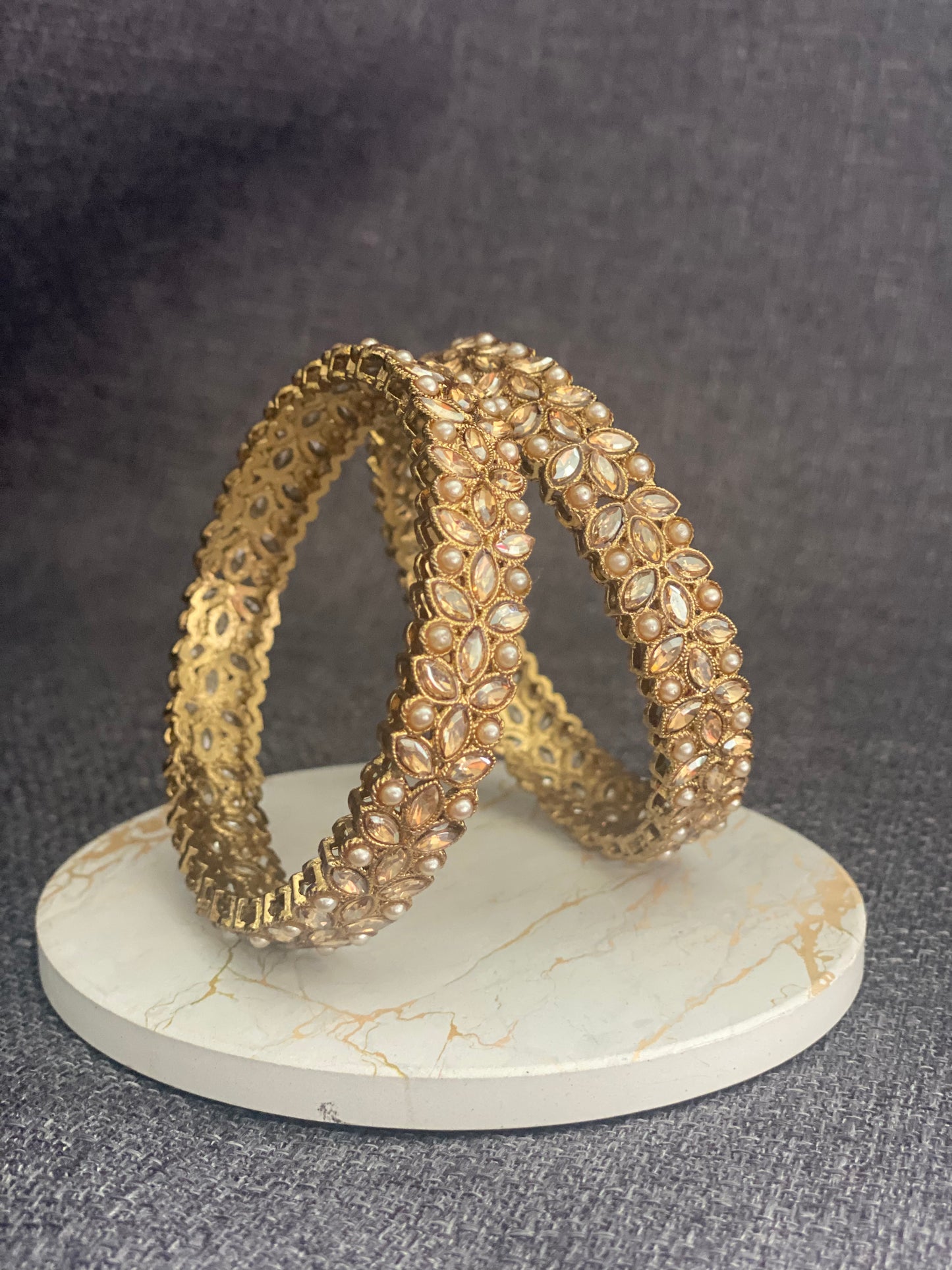 SEERAT - Antique Gold polish Polki Bangles