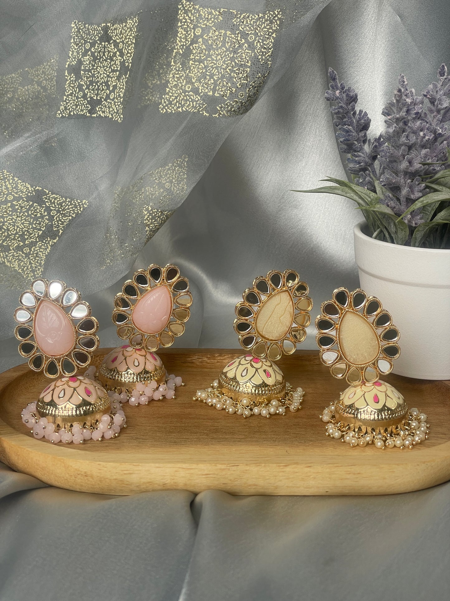 GUNJAN Meenakari Jhumka - Blush