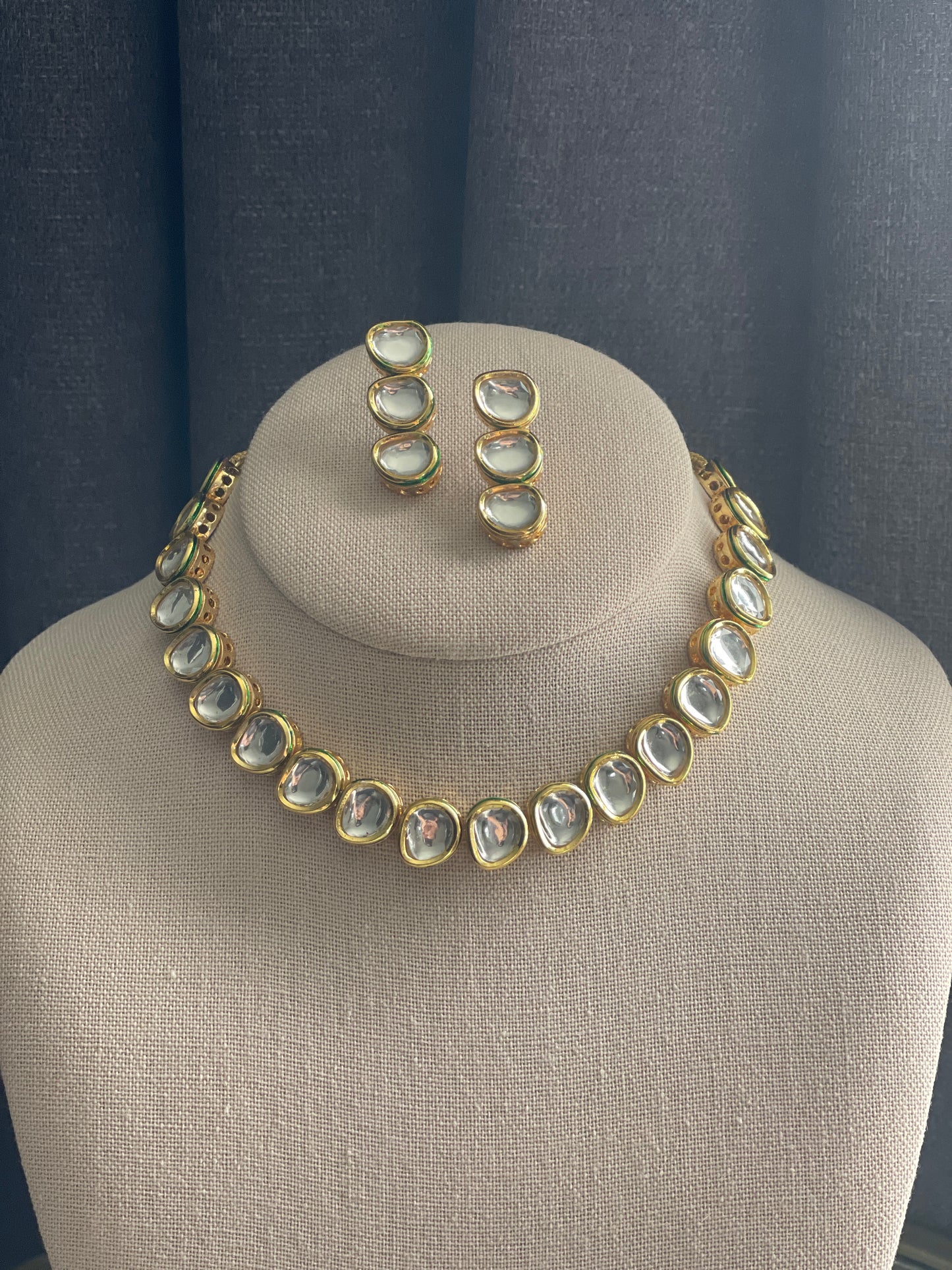 KULSOOM Kundan reverse Meenakari Gold Necklace Set Small Length