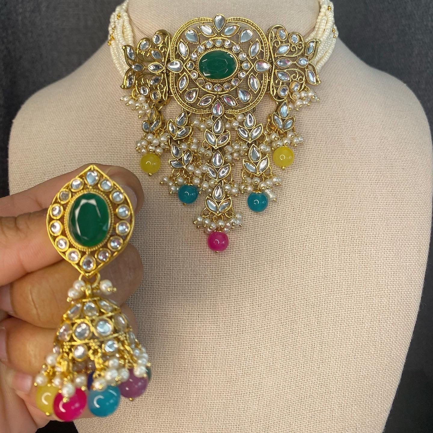 SMITA Kundan Gold Choker Set - Multi