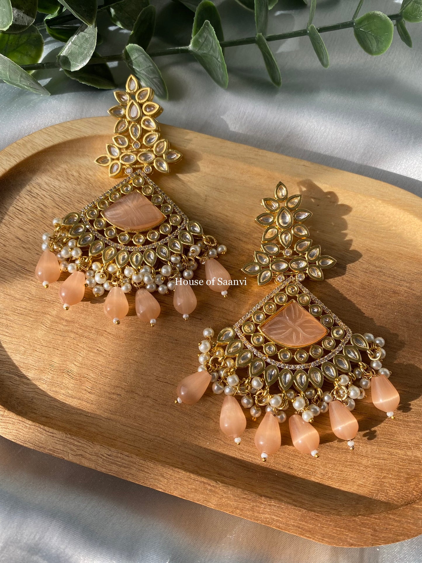 SAMARA Tyani Inspired Kundan Chandbali Statement Earrings - Choose Color