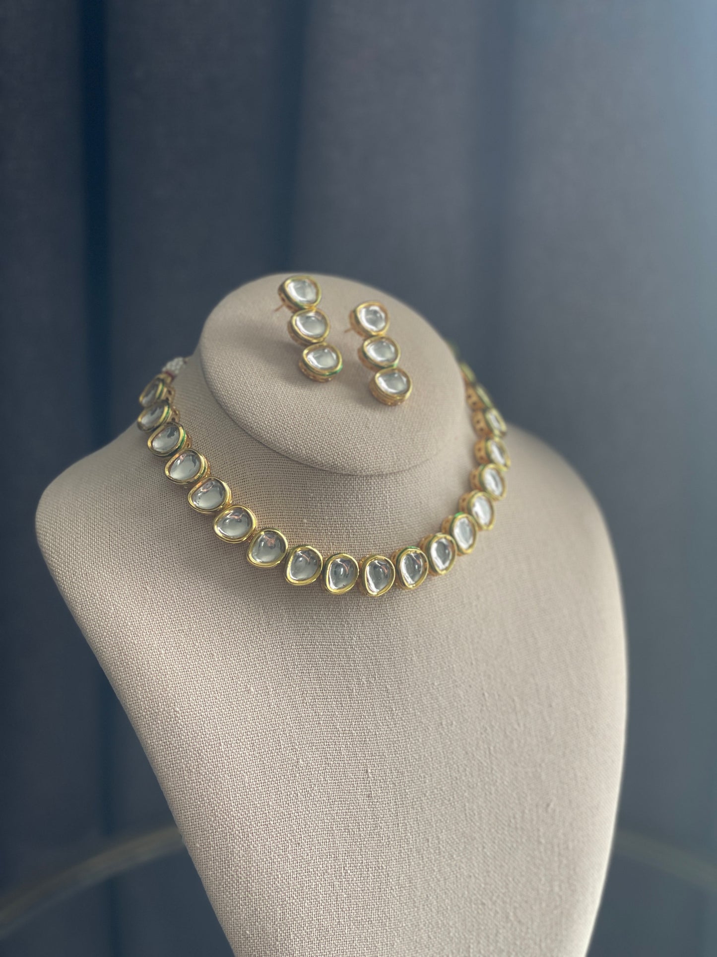 KULSOOM Kundan reverse Meenakari Gold Necklace Set Small Length