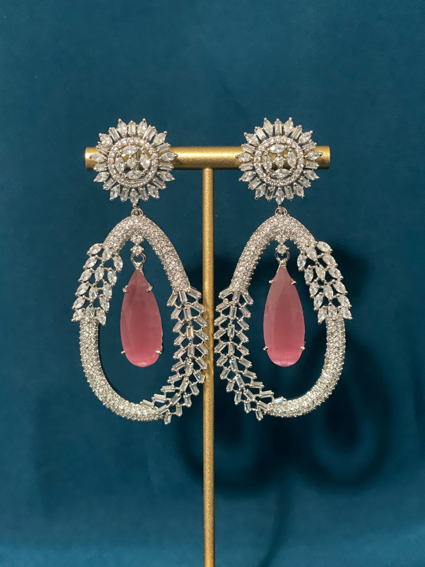 RABIA American Diamond Earrings - Rose Pink