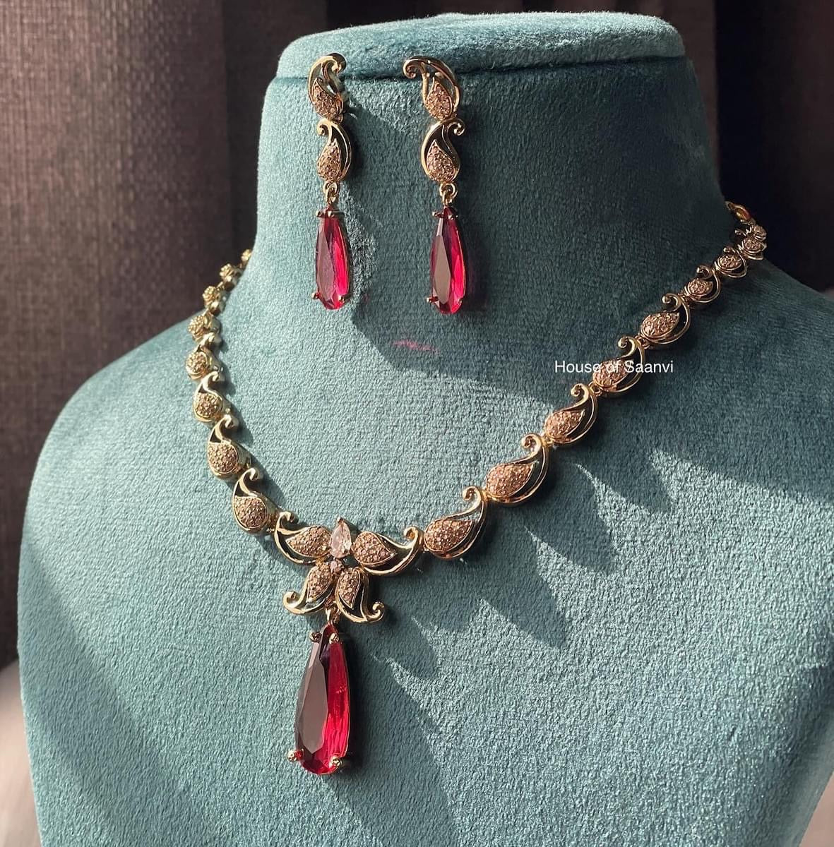 SAIMA American Diamond Necklace Set - Choose Color