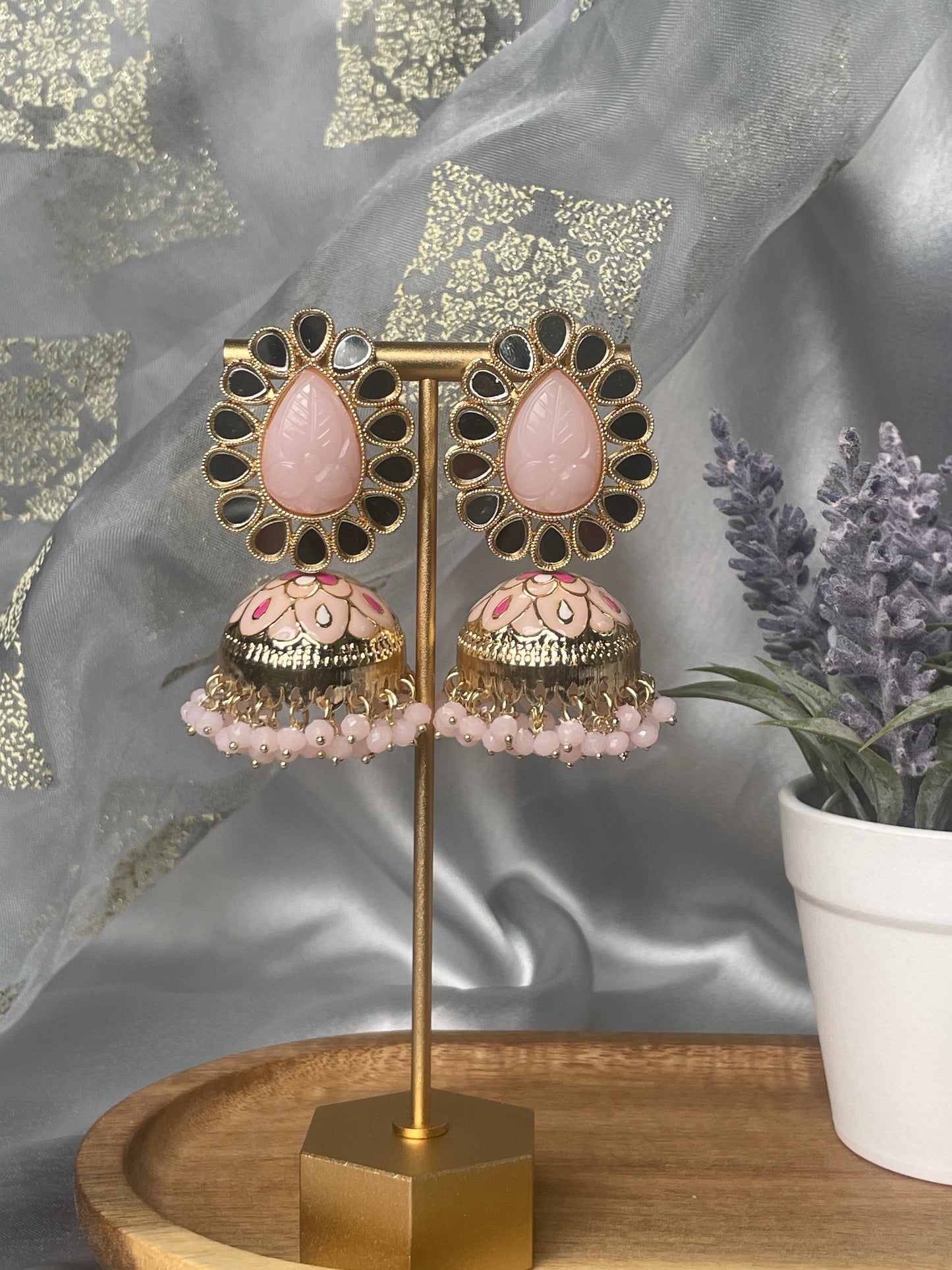 GUNJAN Meenakari Jhumka - Blush