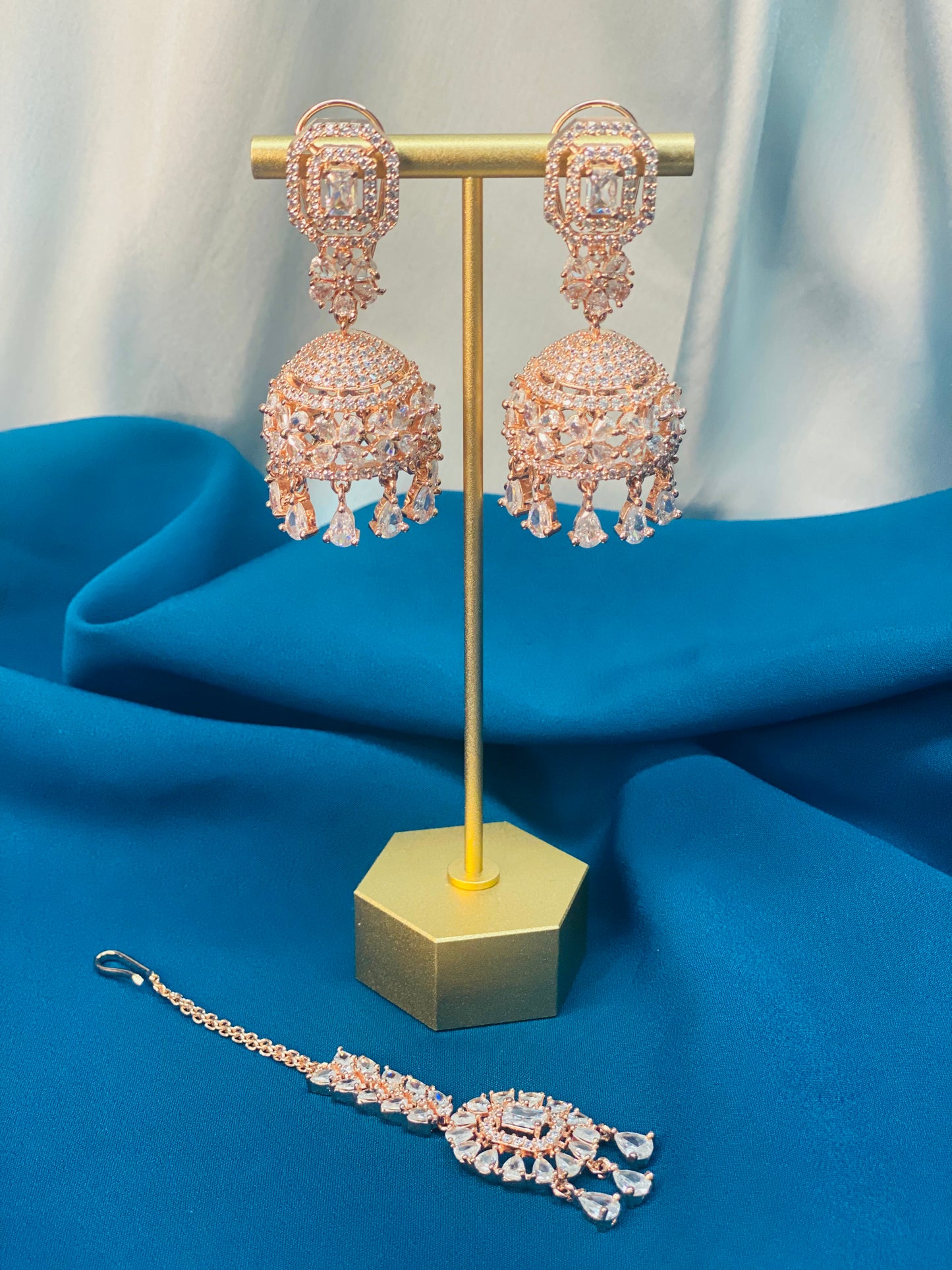 SARIKA American Diamond Earrings and Tikka set