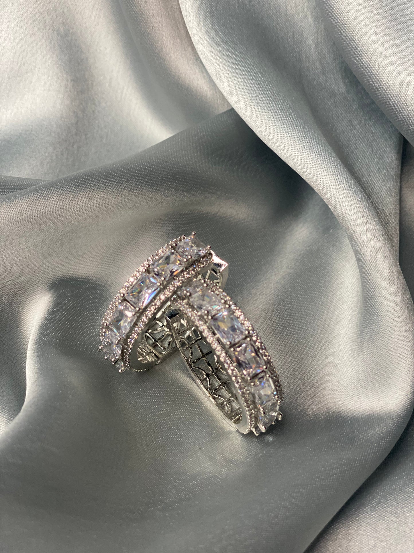 FIZAA American Diamond Hoop Earrings - Crystal