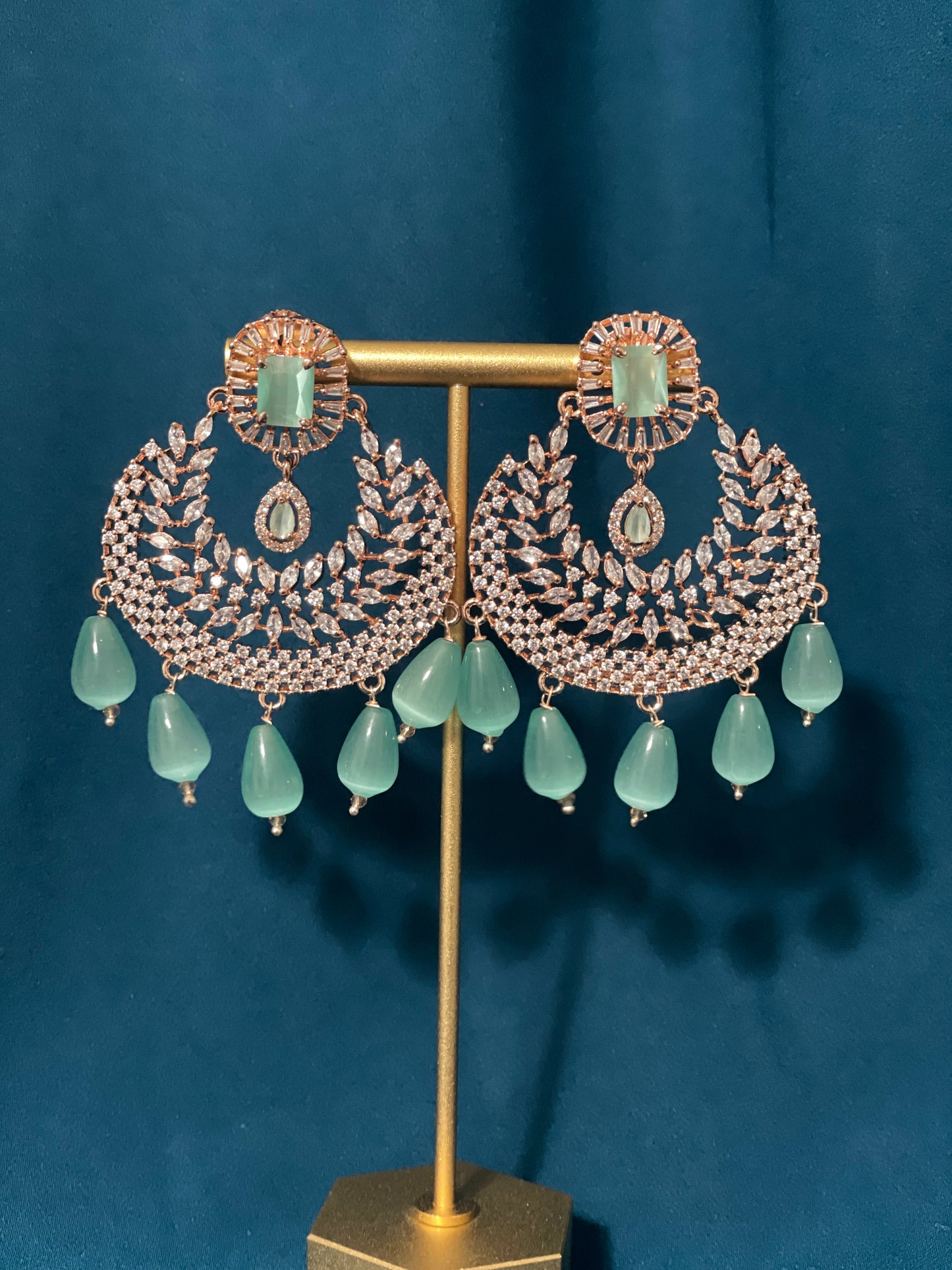 NAAZ American Diamond Earrings - Mint
