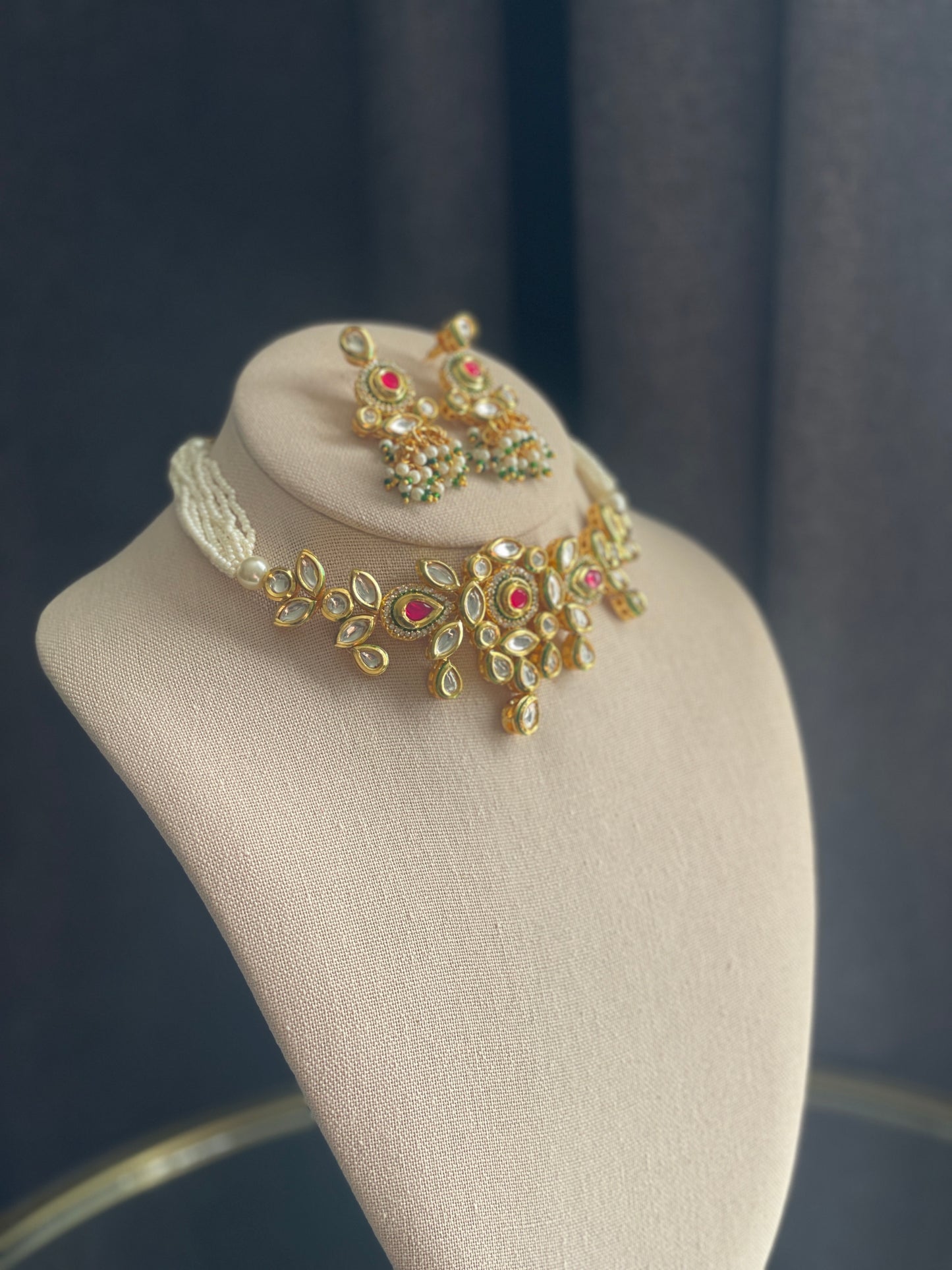 CHHAYA - Kundan reverse Meenakari Gold Choker set