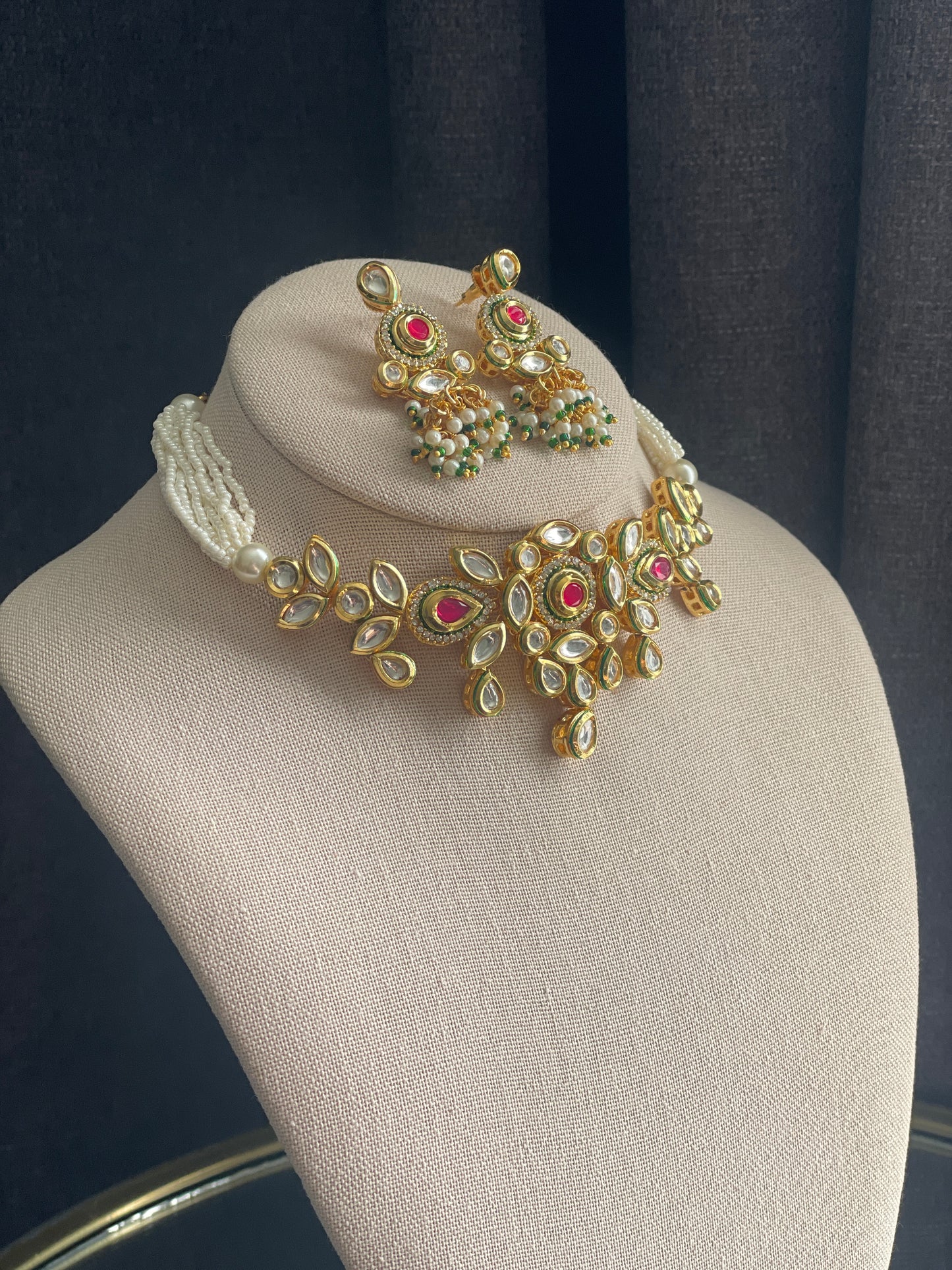 CHHAYA - Kundan reverse Meenakari Gold Choker set