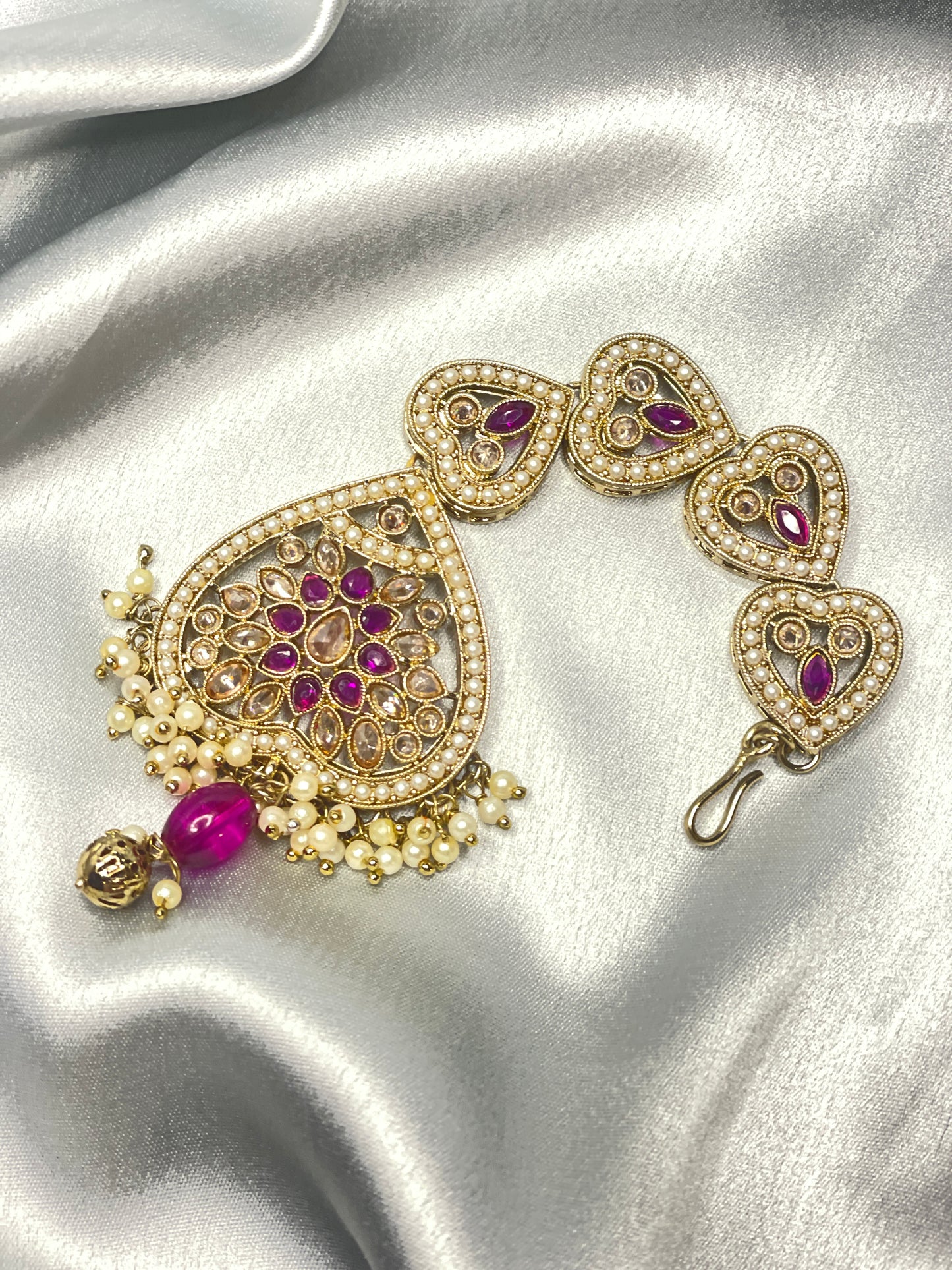 FATEMA Polki Jhumka Earrings and Tikka Set - Purple