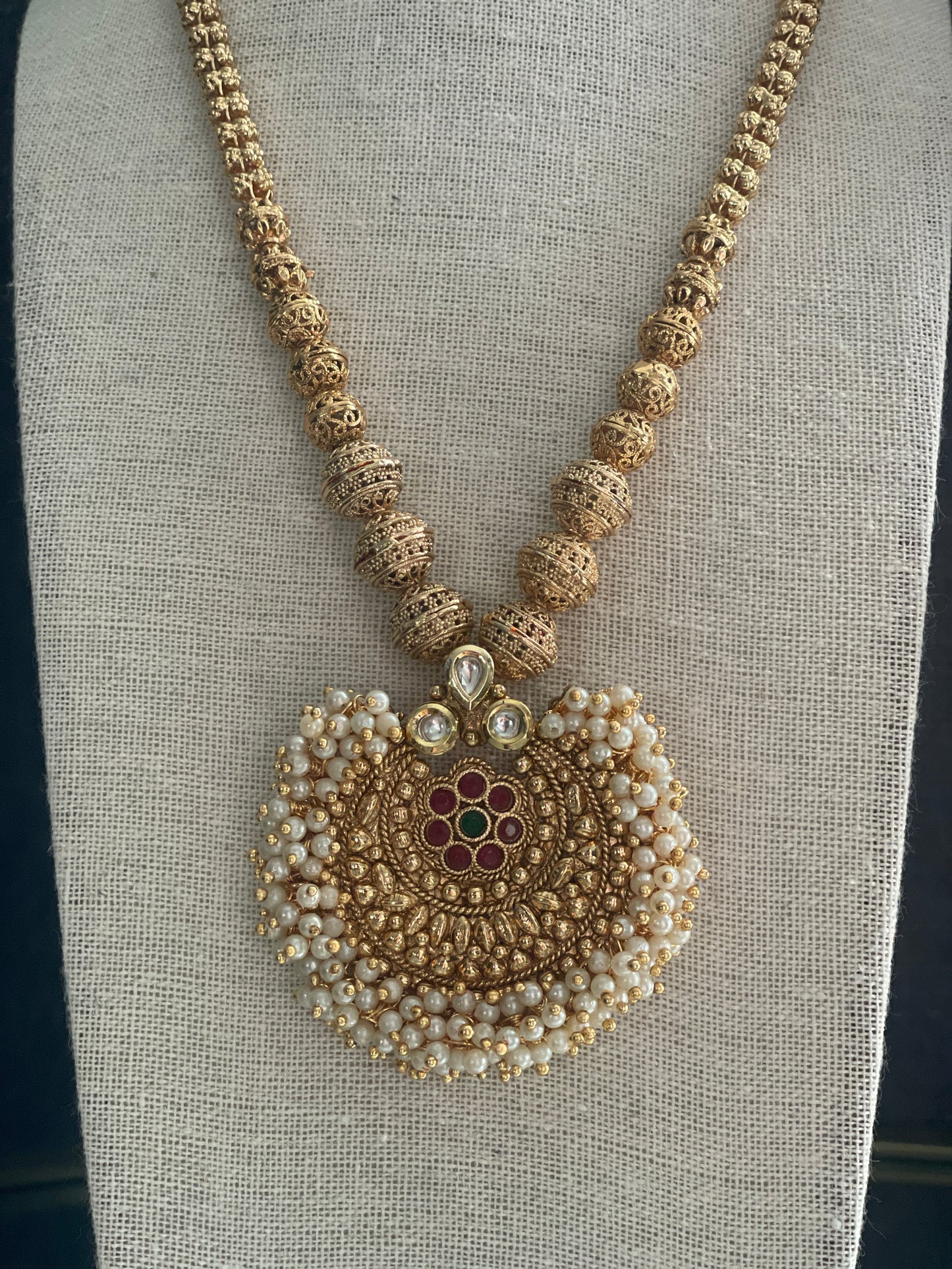 KANCHI Temple Style Long Mala Necklace Set
