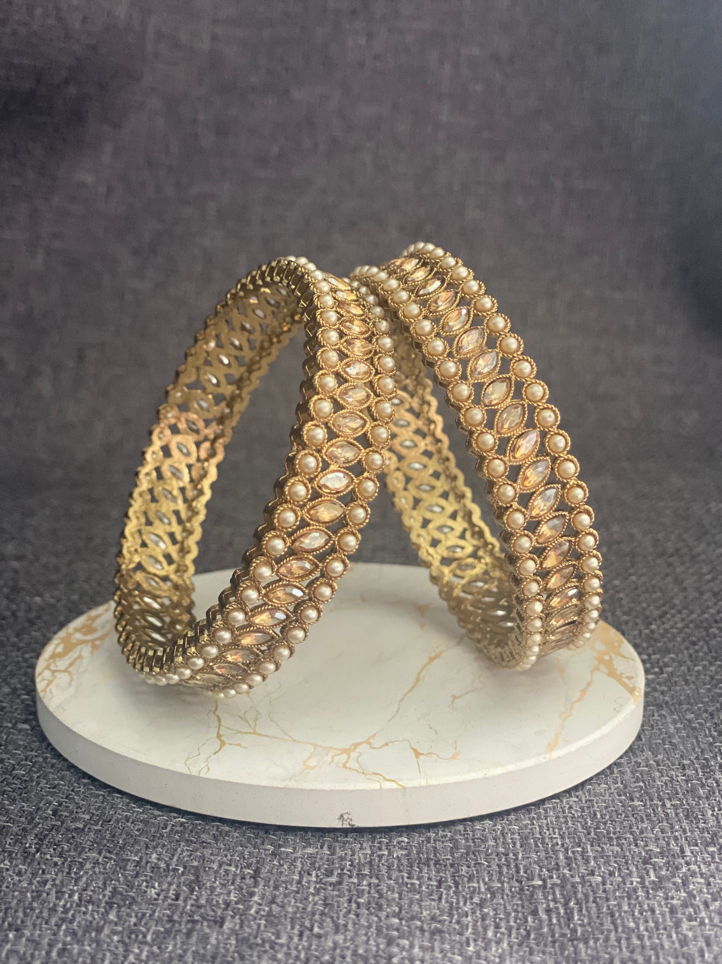 HEERAT - Antique Gold polish Polki Bangles