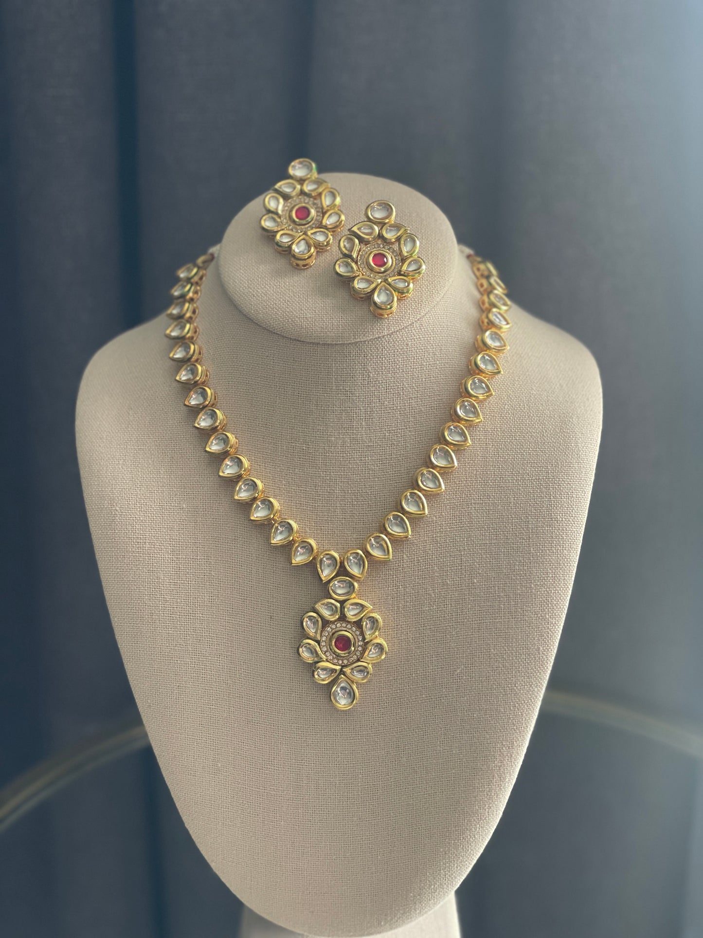 KUSUM Kundan reverse Meenakari Gold Necklace Set - Pink