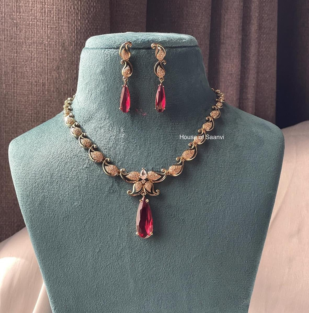 SAIMA American Diamond Necklace Set - Choose Color