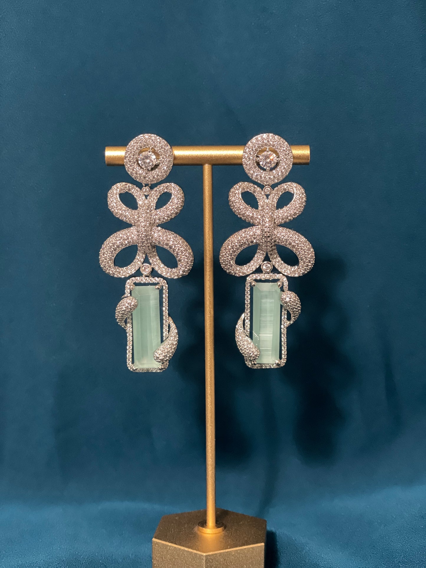 LAIBA American Diamond Earrings - Mint