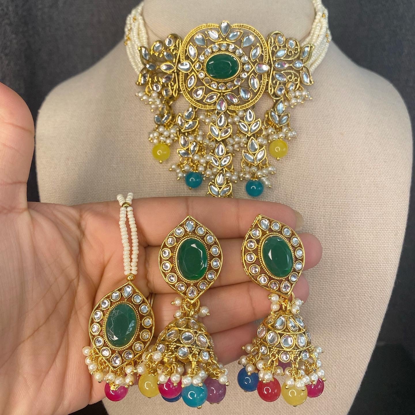 SMITA Kundan Gold Choker Set - Multi