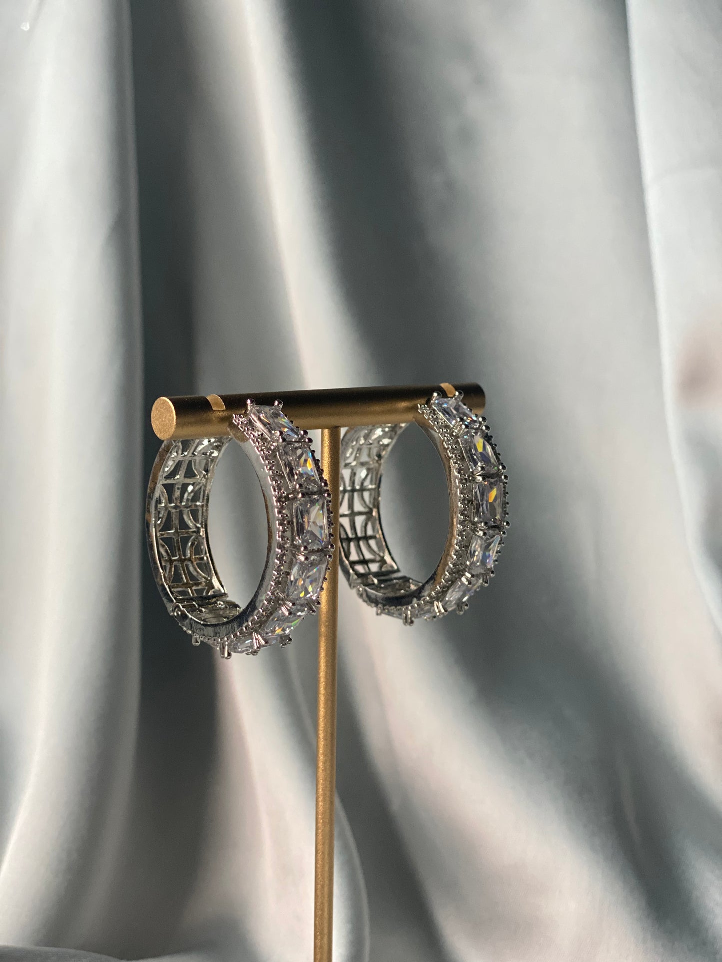 FIZAA American Diamond Hoop Earrings - Crystal