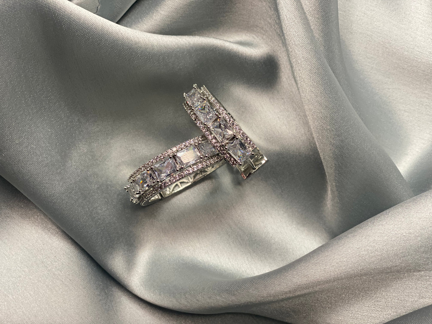 FIZAA American Diamond Hoop Earrings - Crystal