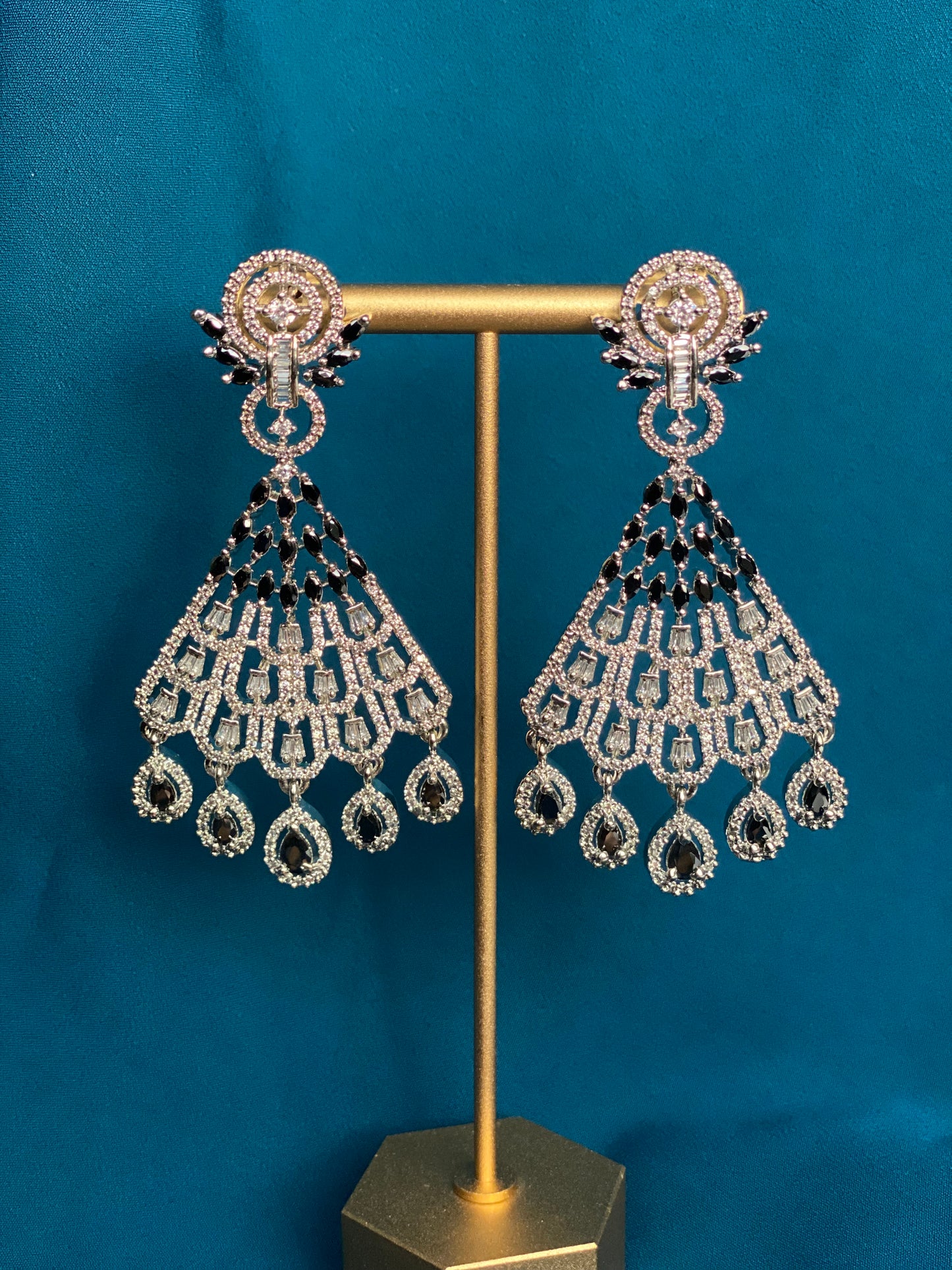 YASMIN American Diamond Earrings - Black