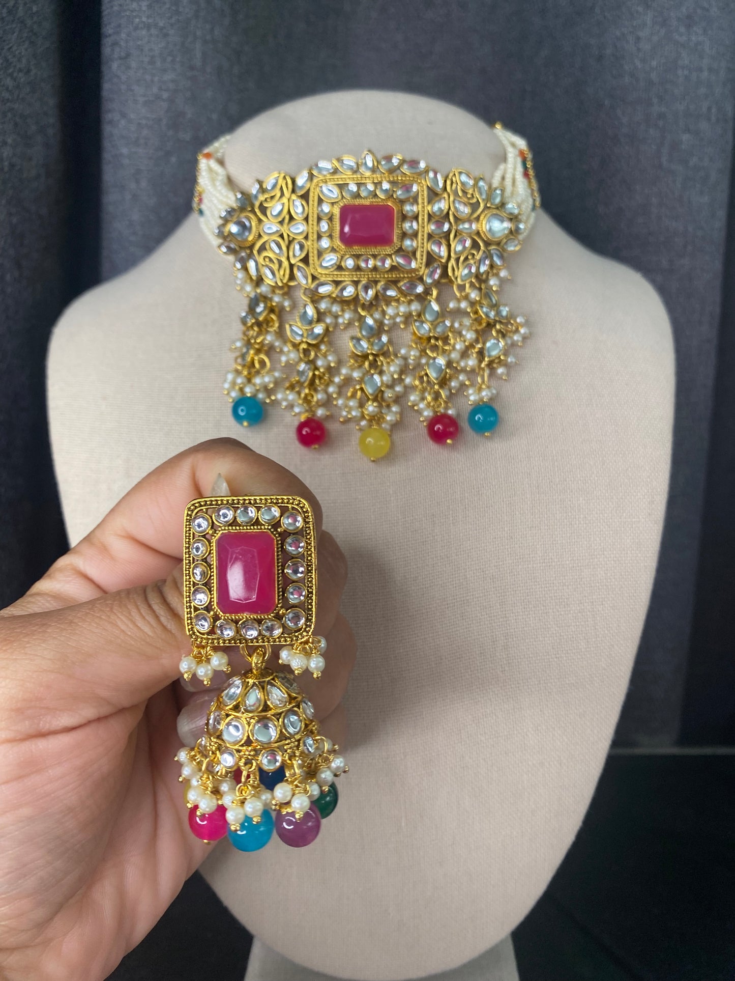 SONIA Kundan Gold Choker set - Multi