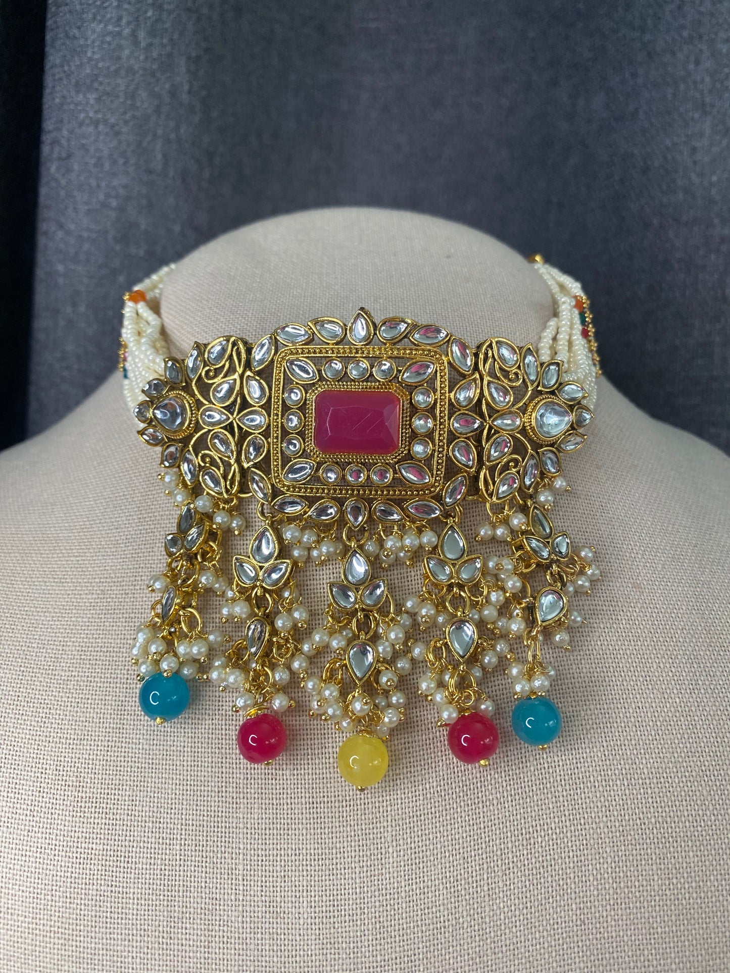 SONIA Kundan Gold Choker set - Multi