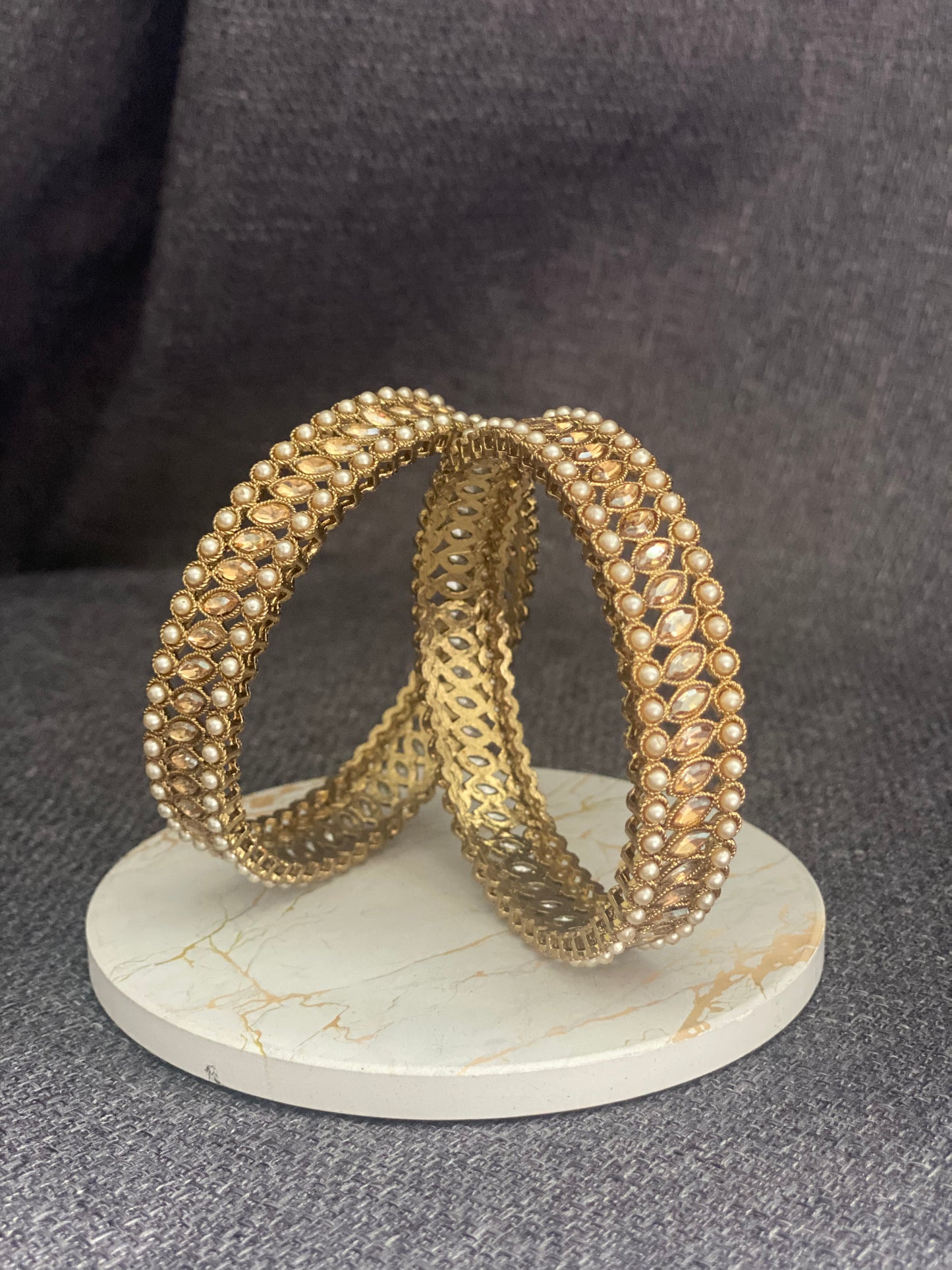 HEERAT - Antique Gold polish Polki Bangles