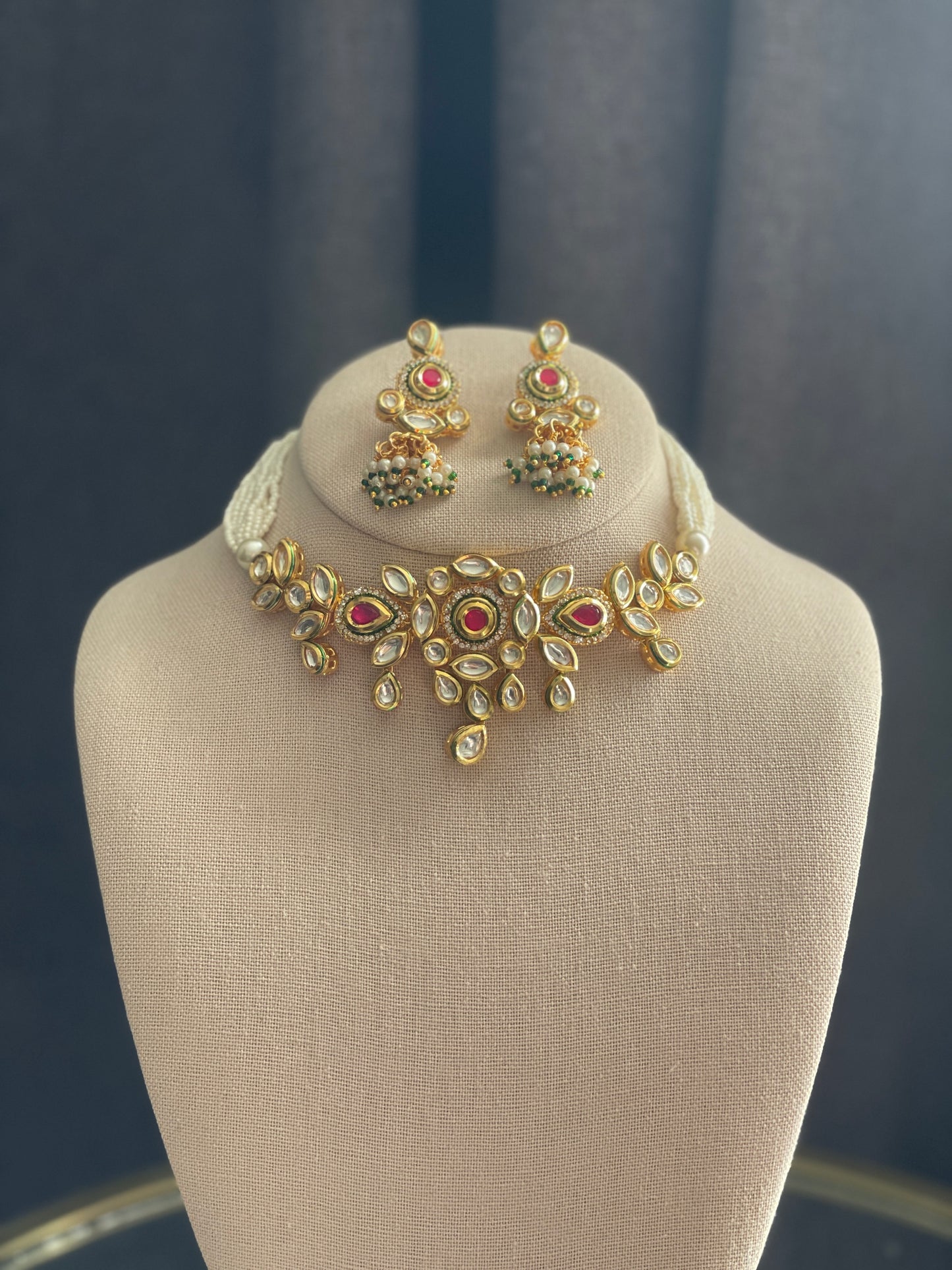 CHHAYA - Kundan reverse Meenakari Gold Choker set