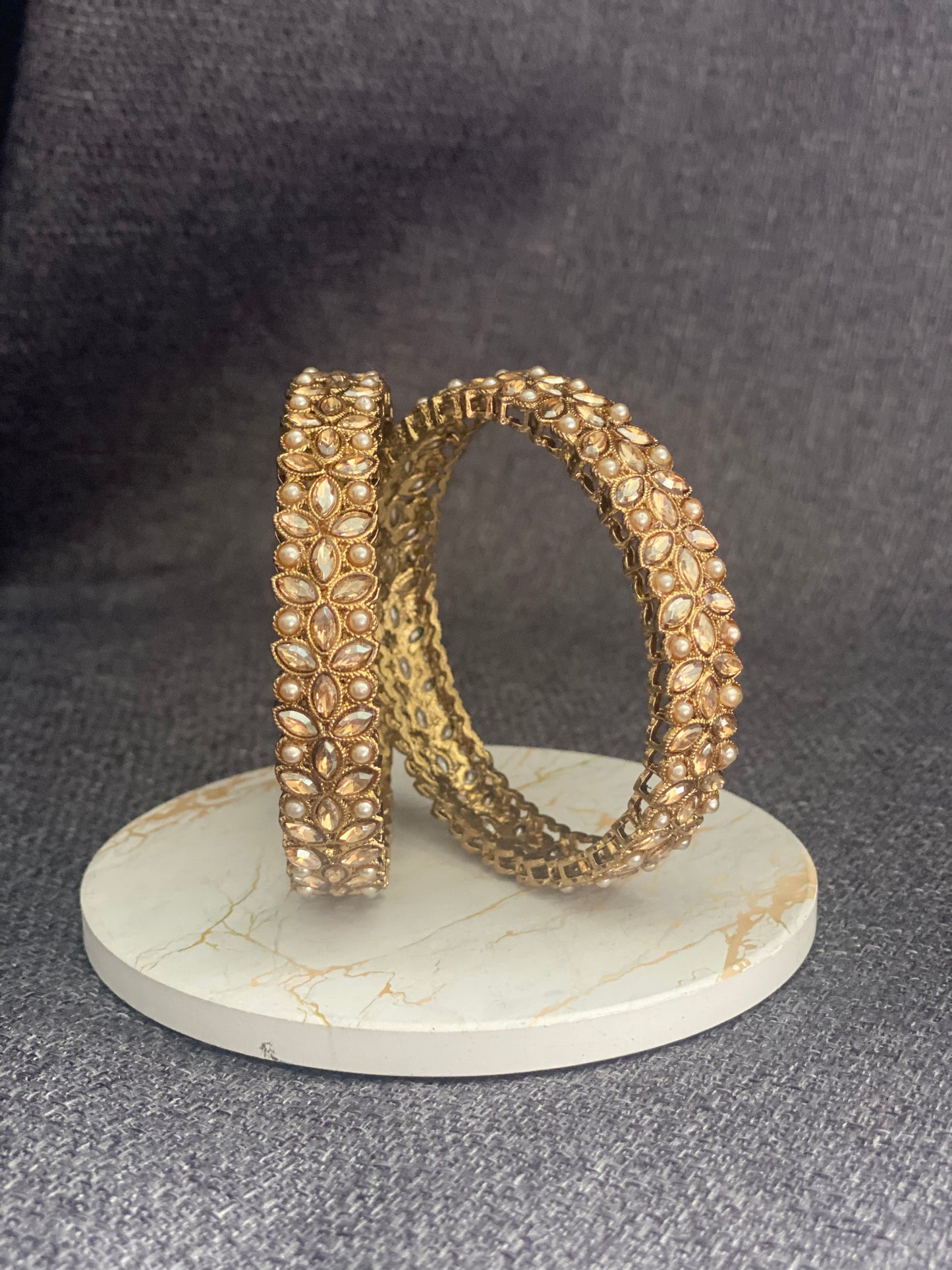 SEERAT - Antique Gold polish Polki Bangles