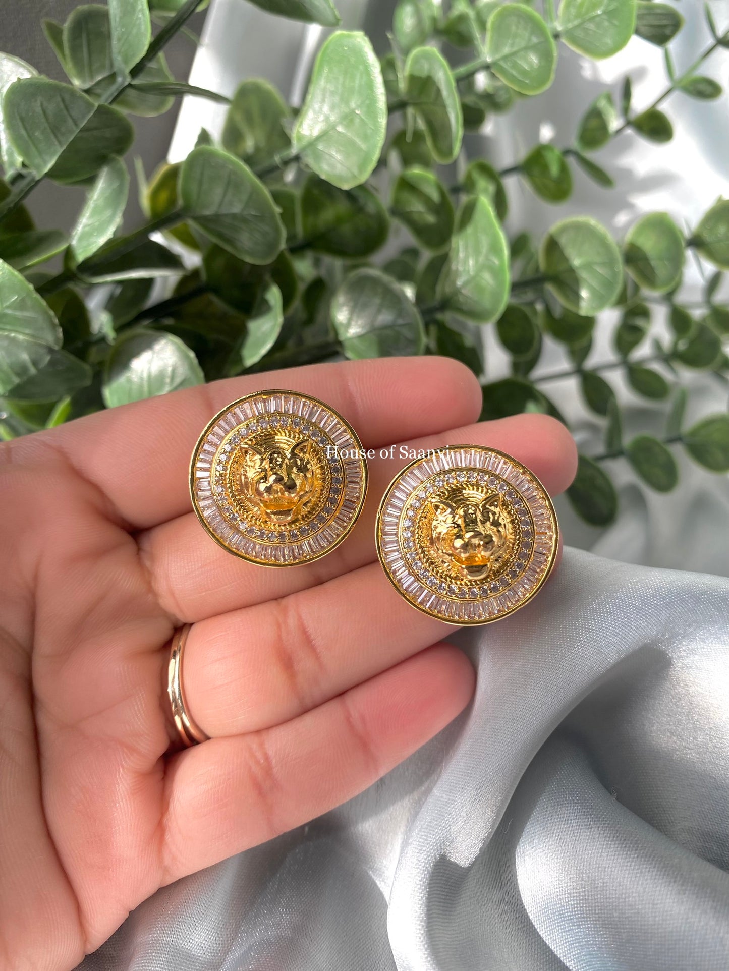 Sabyasachi inspired gold plated studs American diamond