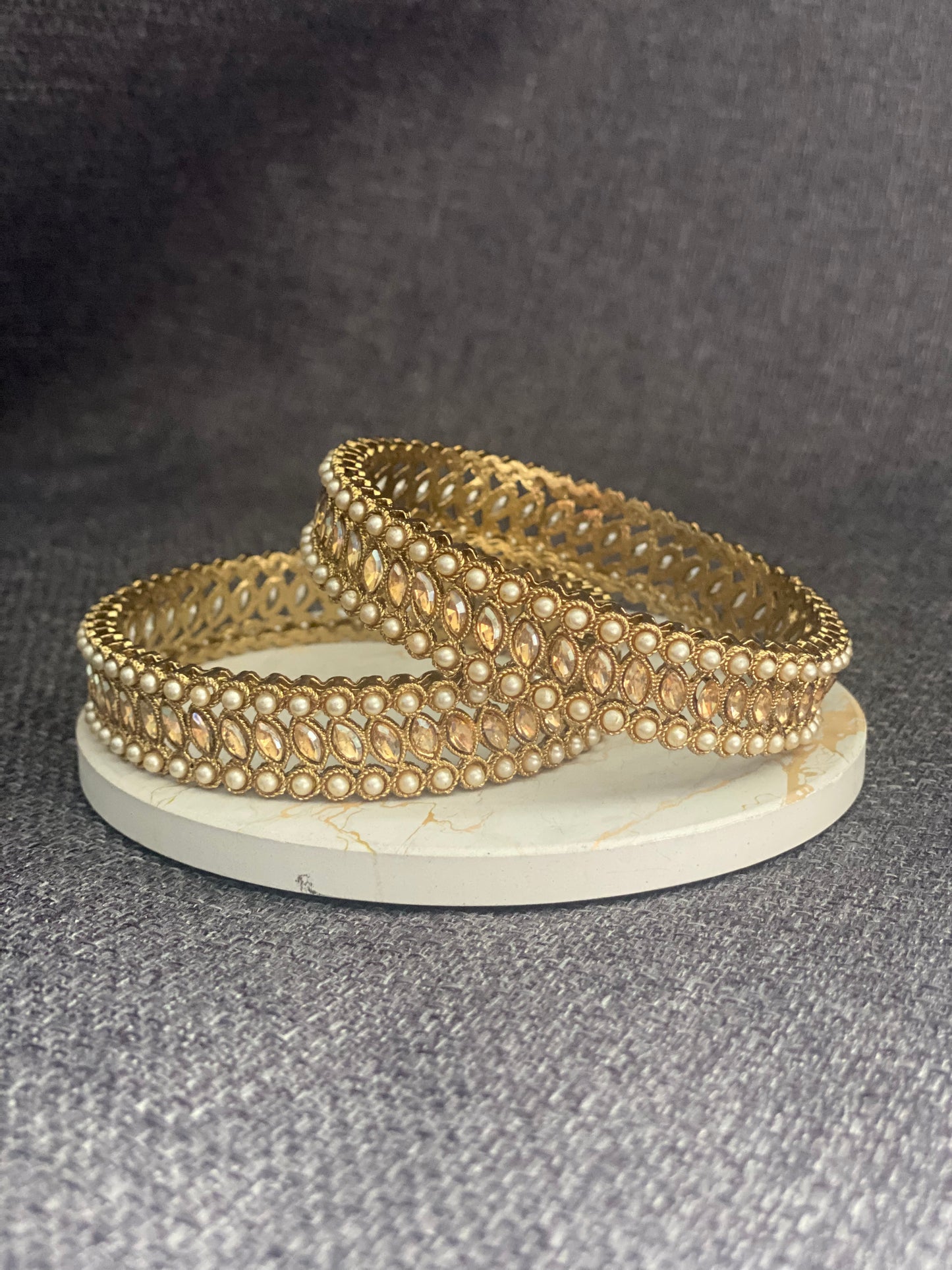 HEERAT - Antique Gold polish Polki Bangles