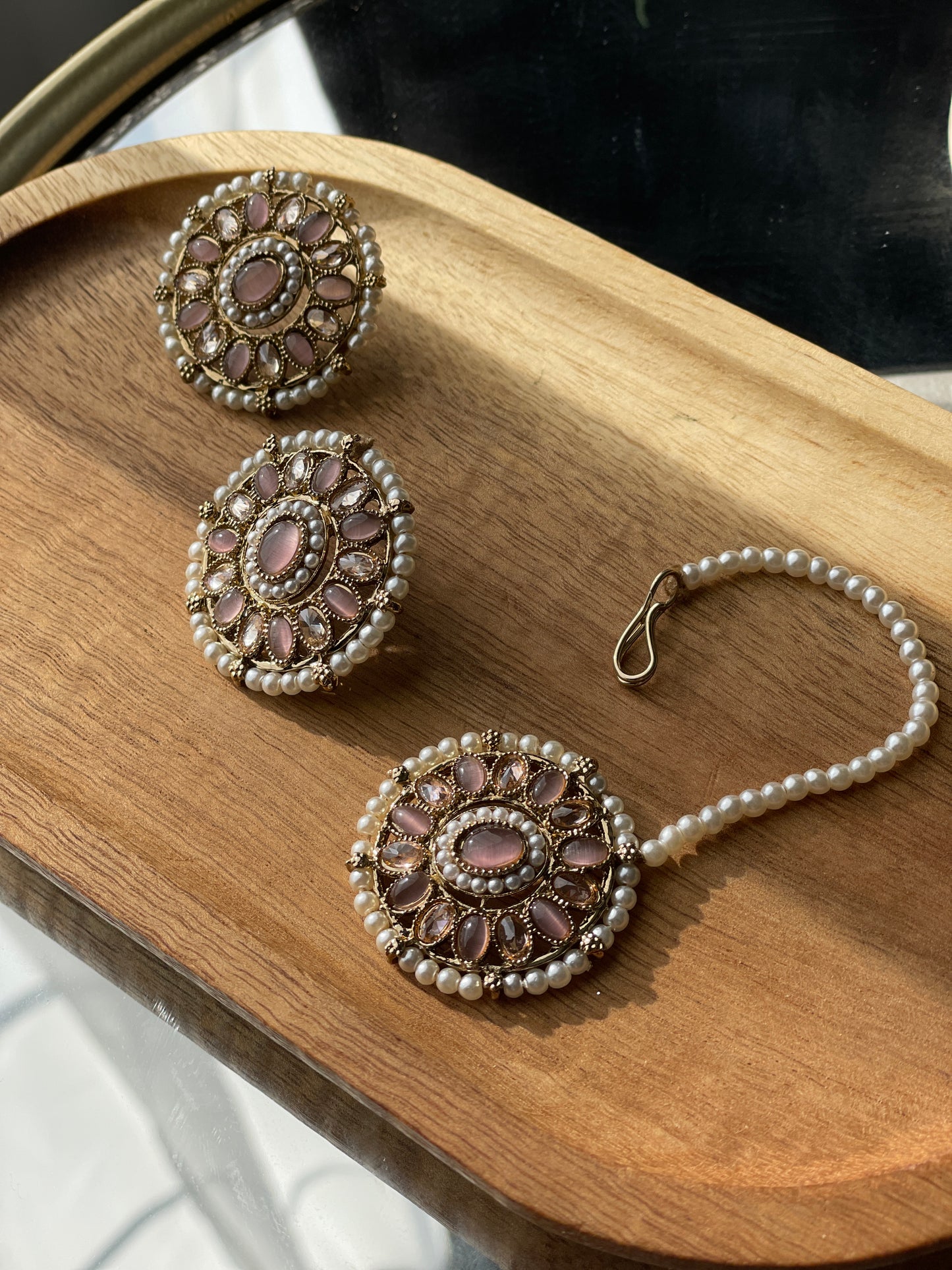 AVANI - Mauve Necklace Set - HOUSE OF SAANVI