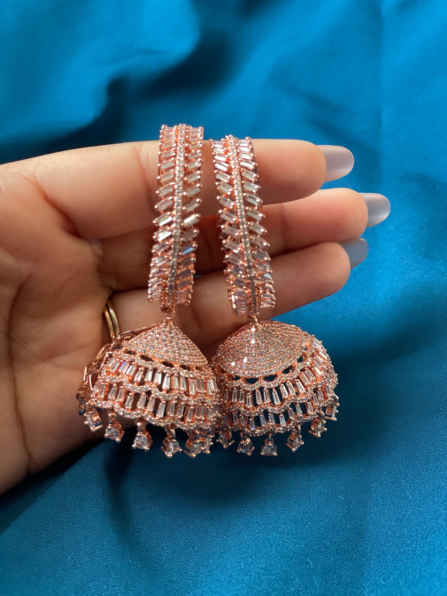ROSANA AD hoop jhumka - rose gold - HOUSE OF SAANVI