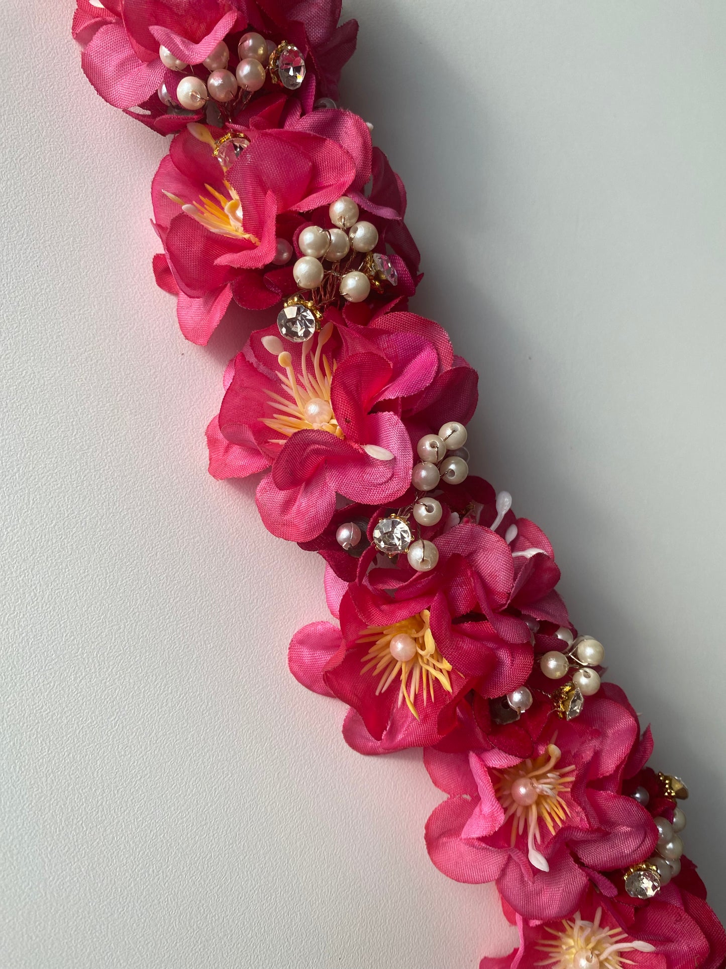 FIERY ROSE - artificial flowers hair accessory (veni/tiara) - HOUSE OF SAANVI
