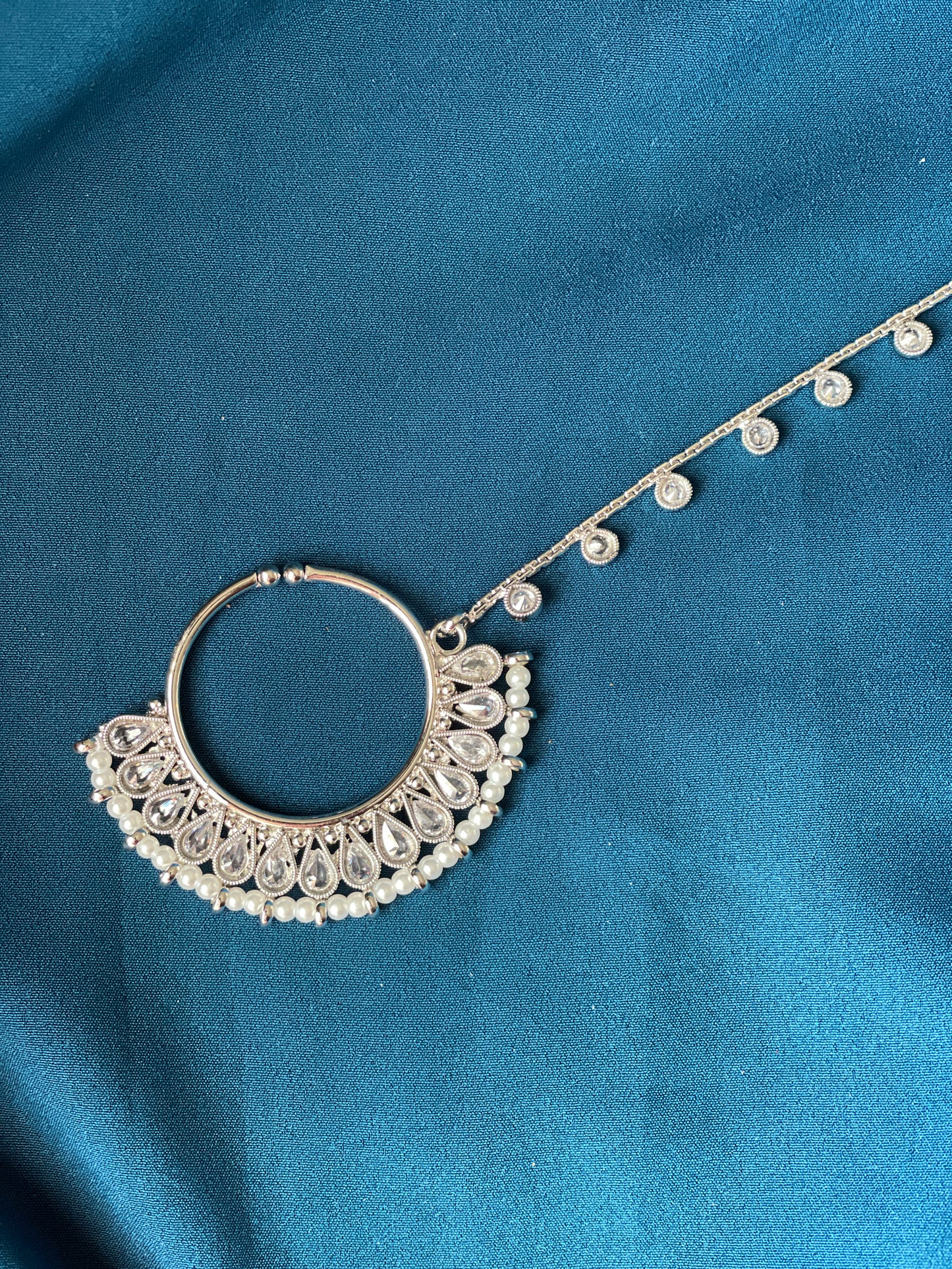 SADAF nose ring - silver - HOUSE OF SAANVI