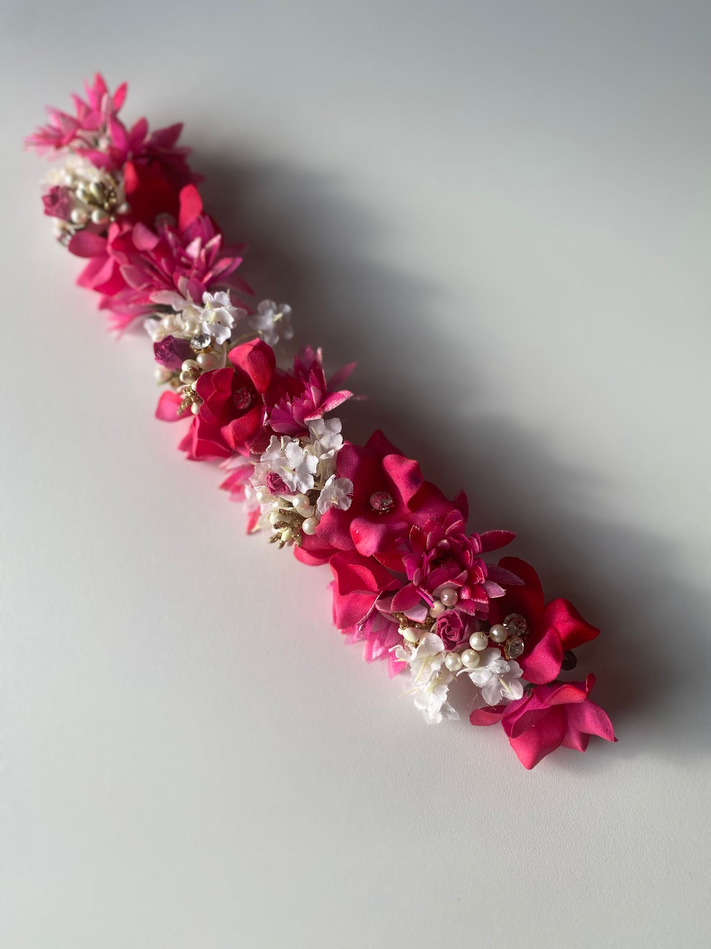 ROUGE - artificial flowers hair accessory (veni/tiara) - HOUSE OF SAANVI