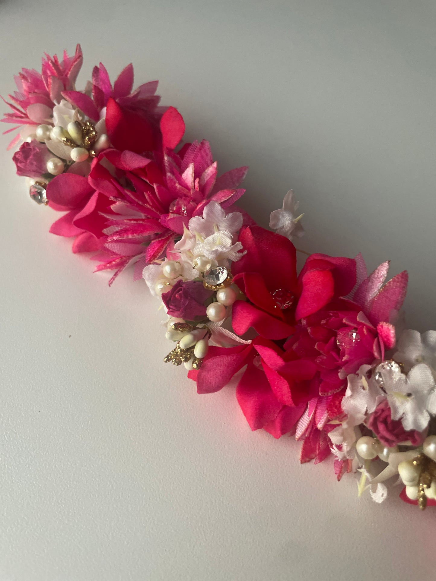 ROUGE - artificial flowers hair accessory (veni/tiara) - HOUSE OF SAANVI